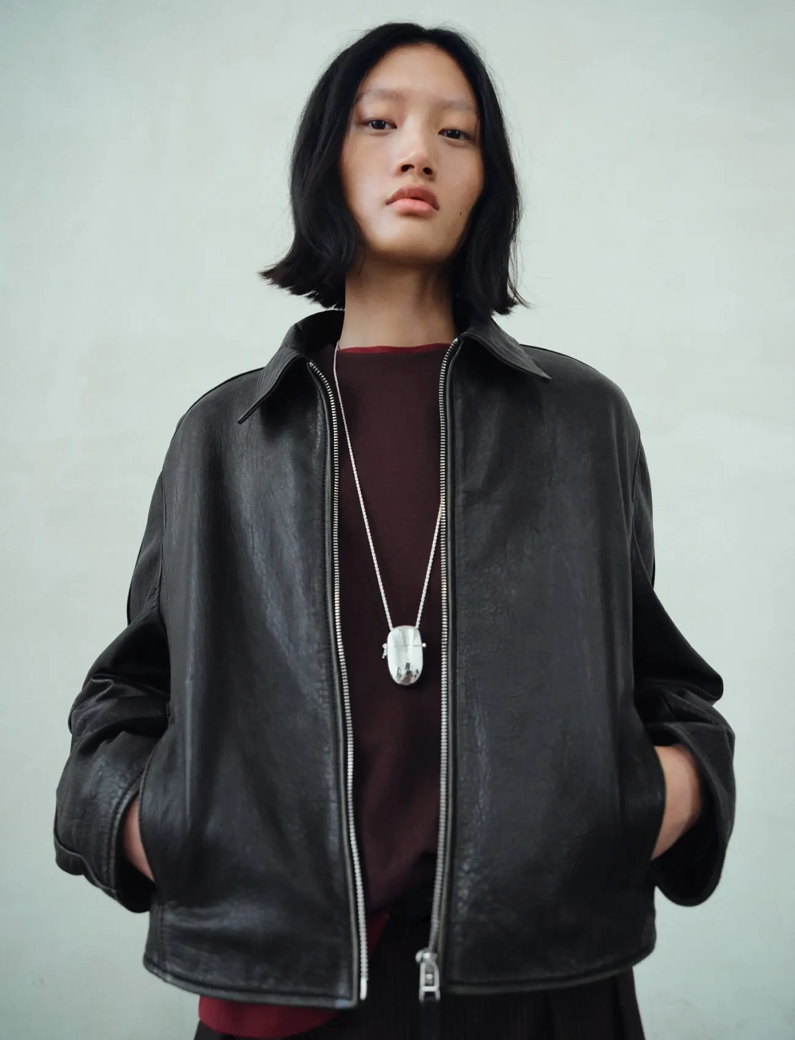 Mango Lapels leather jacket - Frühlingsjacken - BLACK / black