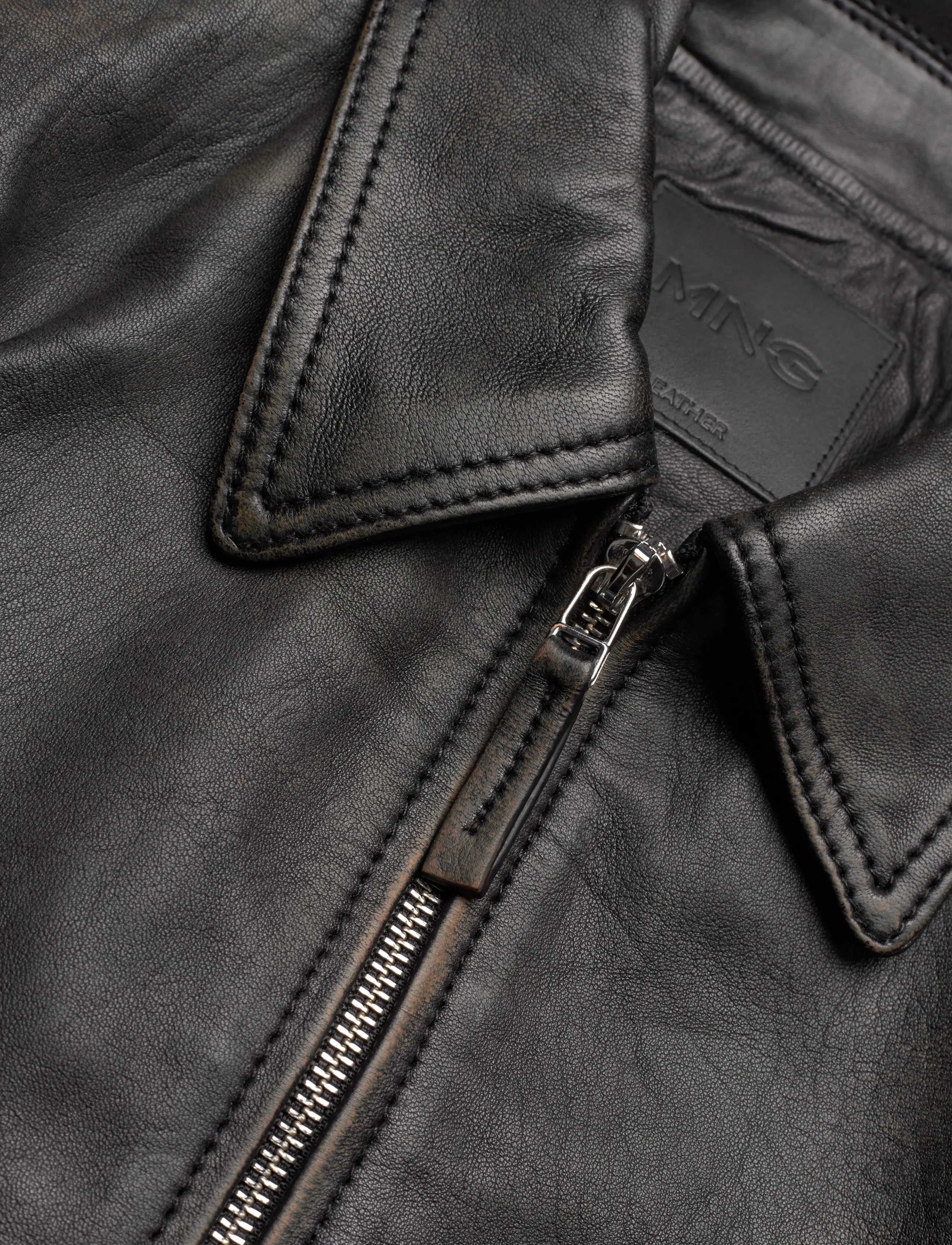 Mango - Lapels leather jacket - black - 4