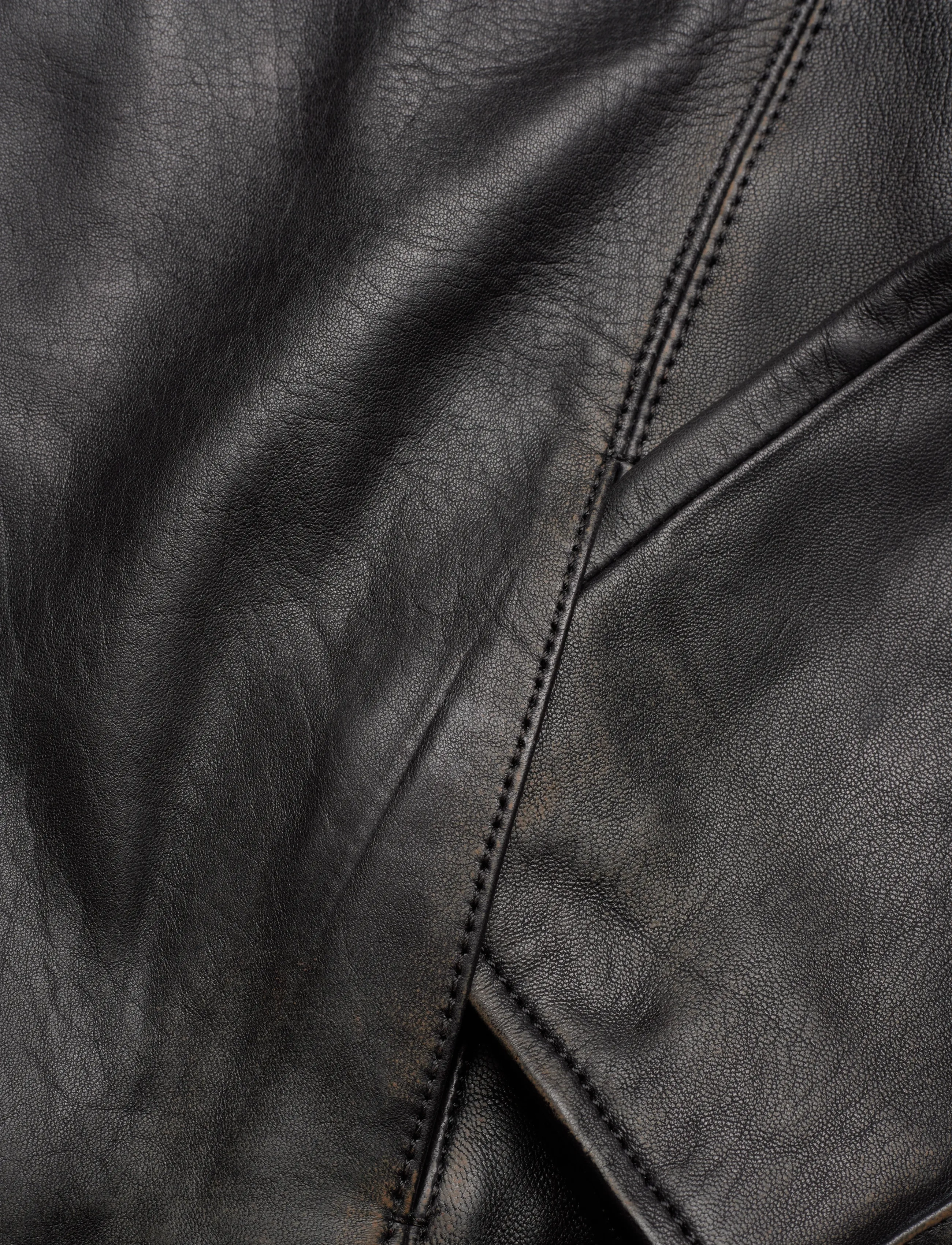 Mango - Lapels leather jacket - black - 5