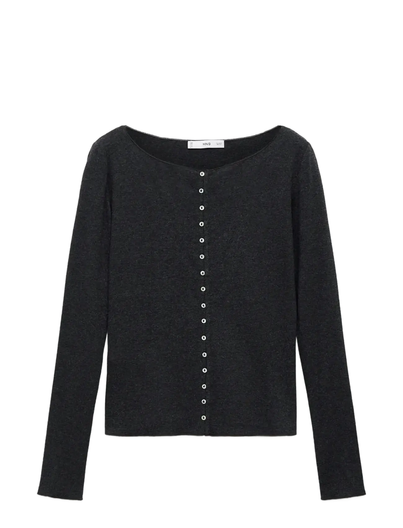 Mango Boat neck cardigan with buttons - Tøj - GREY / grey