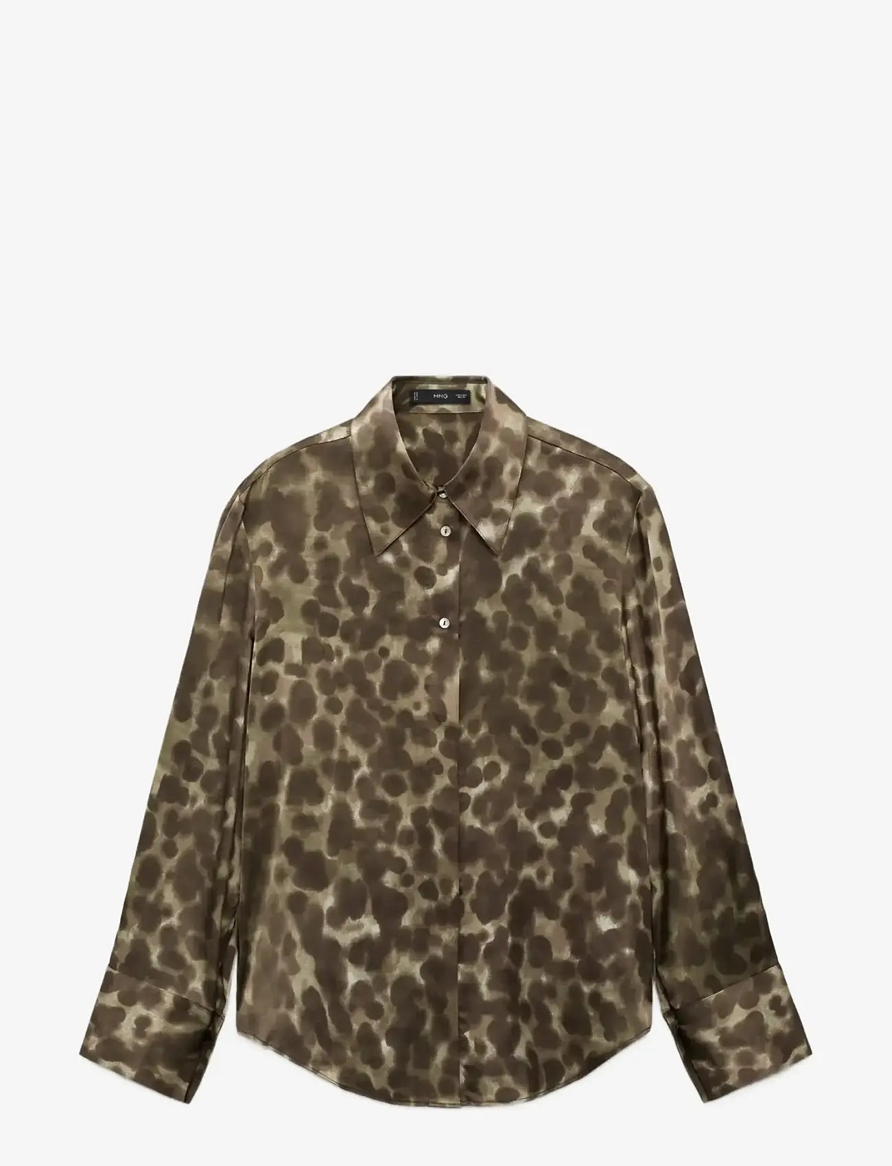 Mango - Satin print shirt - langærmede skjorter - brown - 1