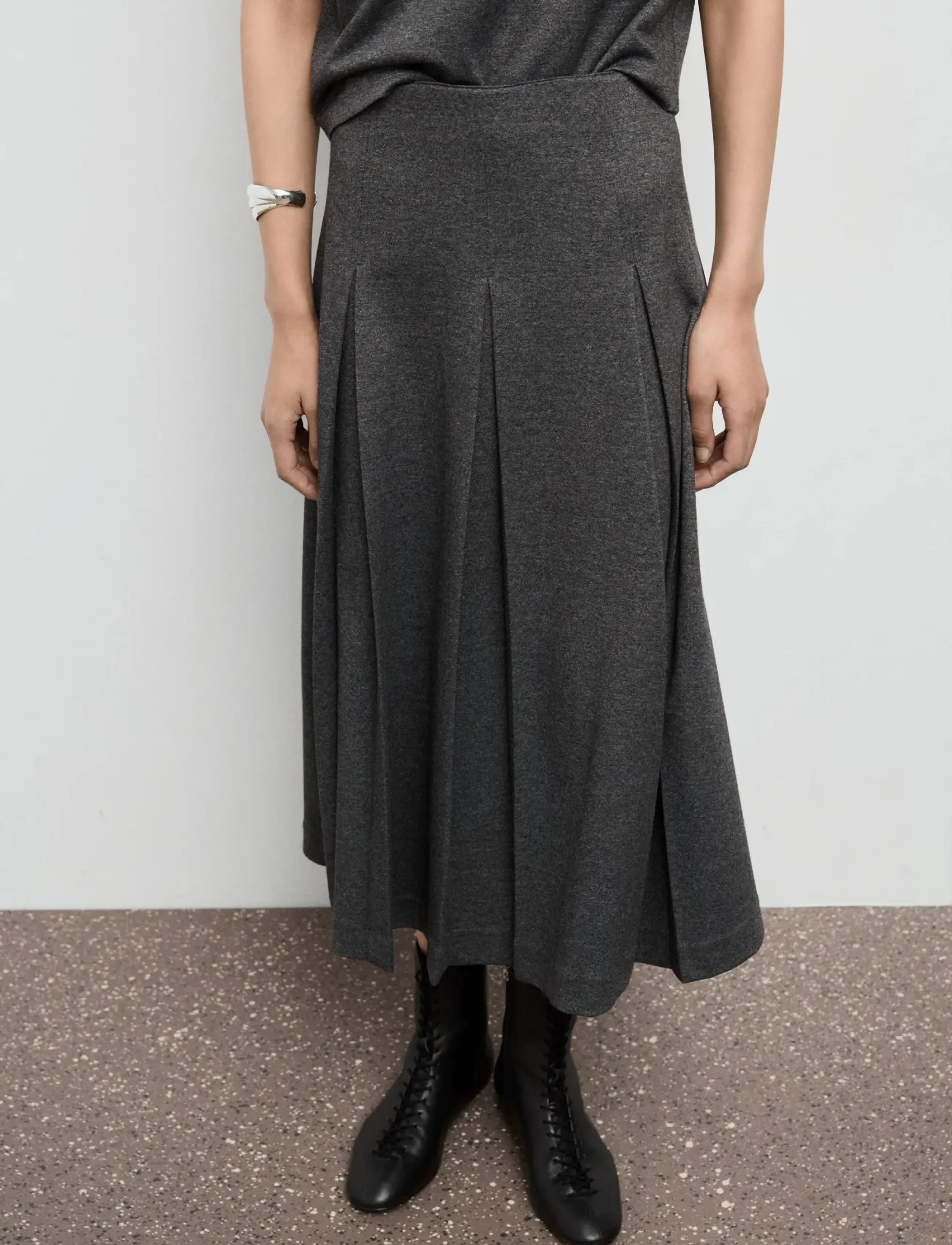 Mango Pleated A-Line Skirt, Kvinder, Plisseret A-Linje Nederdel, Grå, Str: XS