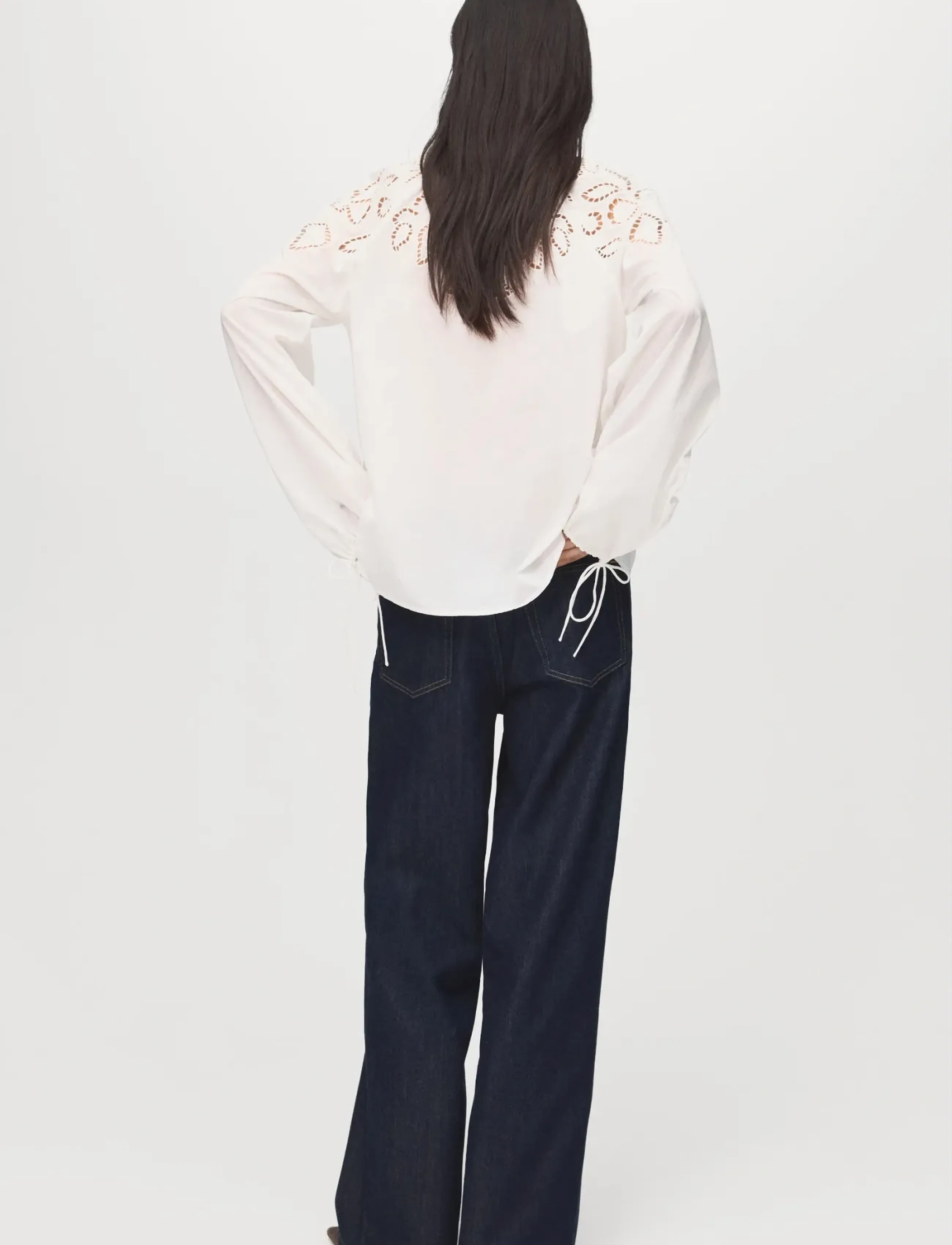 Mango - Embroidered blouse with bows - langärmlige hemden - light beige - 2