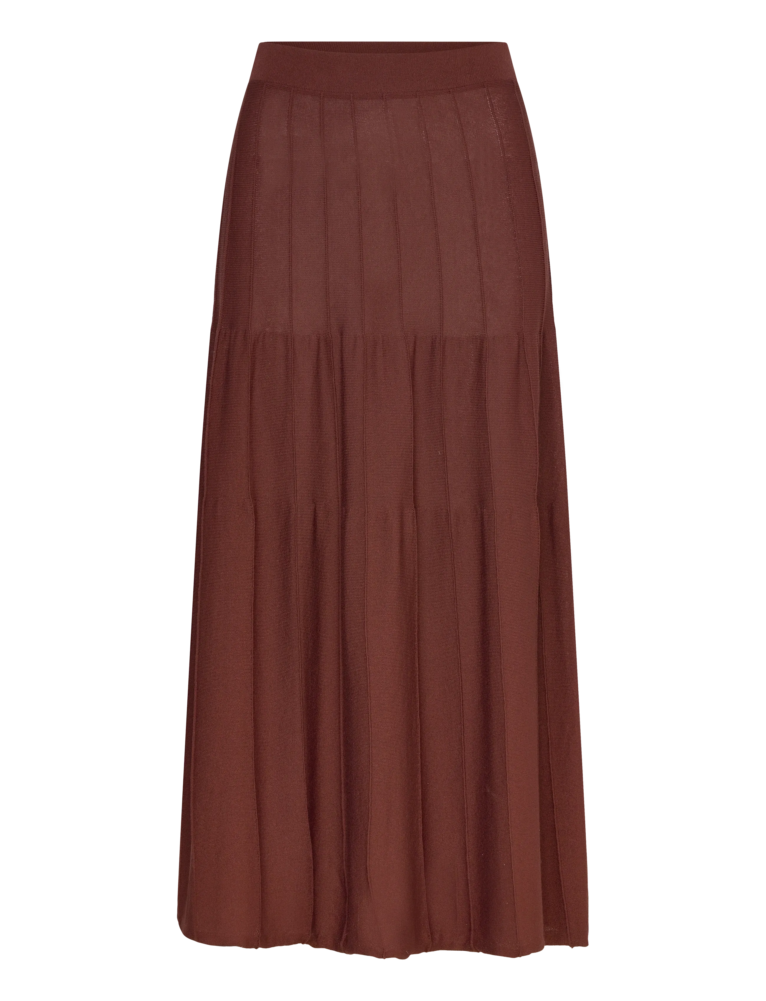 Knitted long skirt with seam detail - BROWN