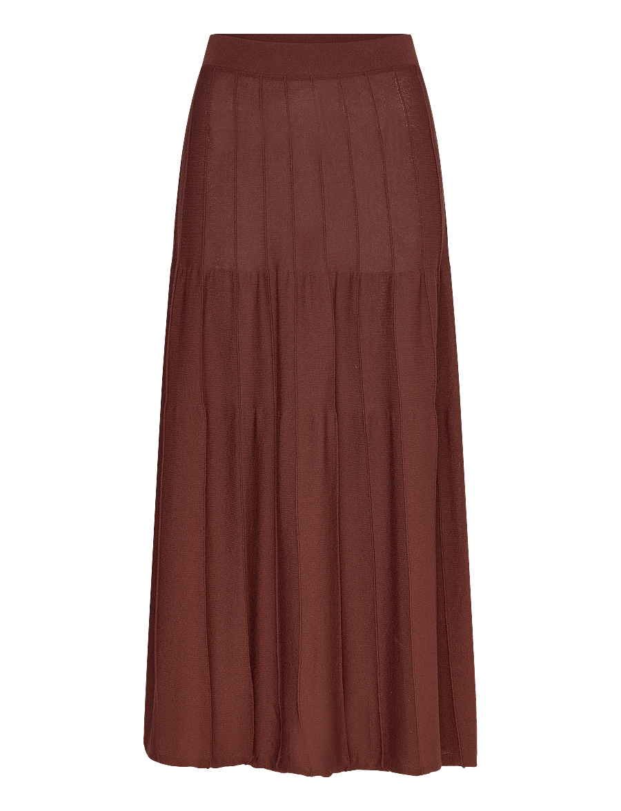Mango - Knitted long skirt with seam detail - strikkede nederdele - brown - 1