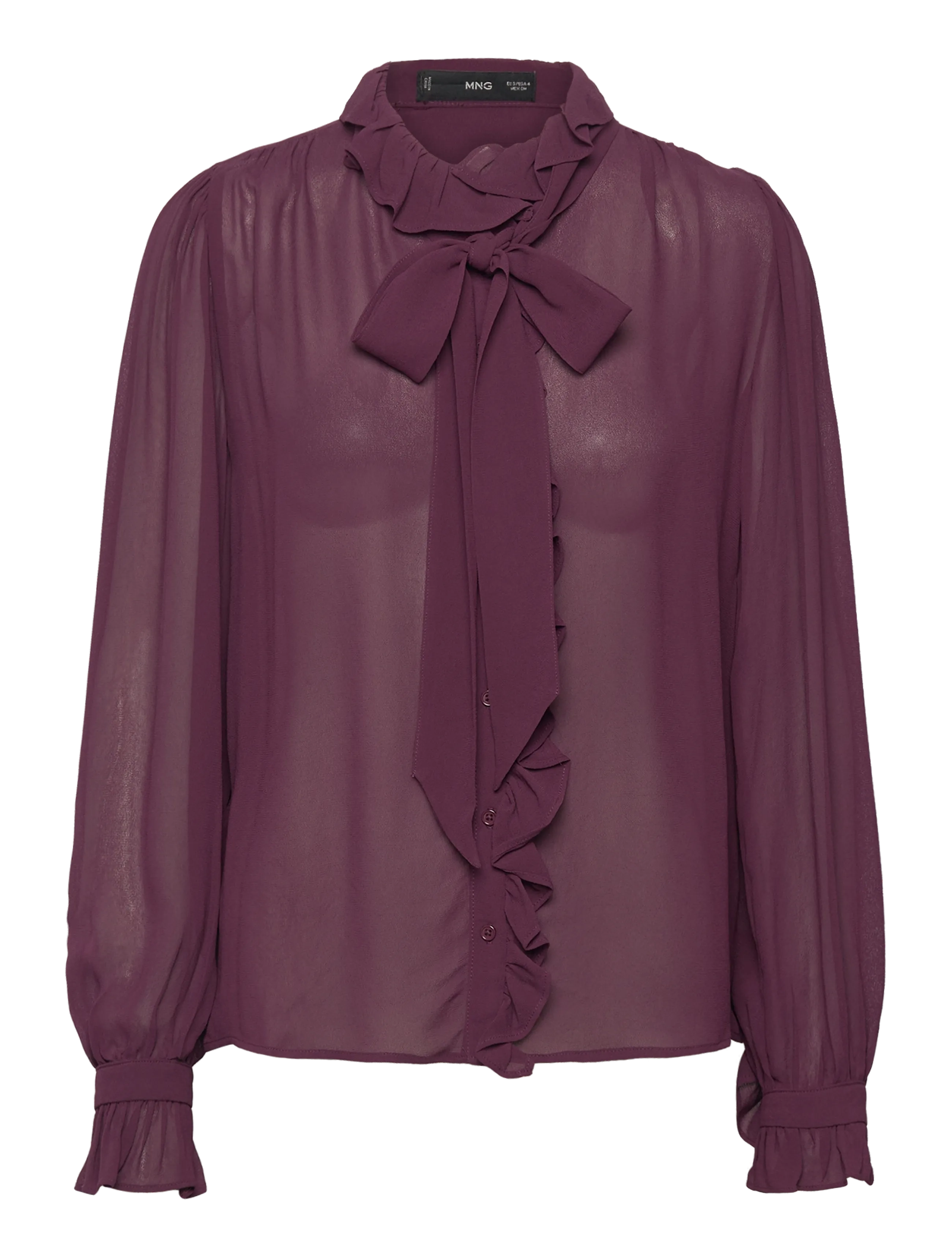 Ruffled blouse with scarf - DARK RED