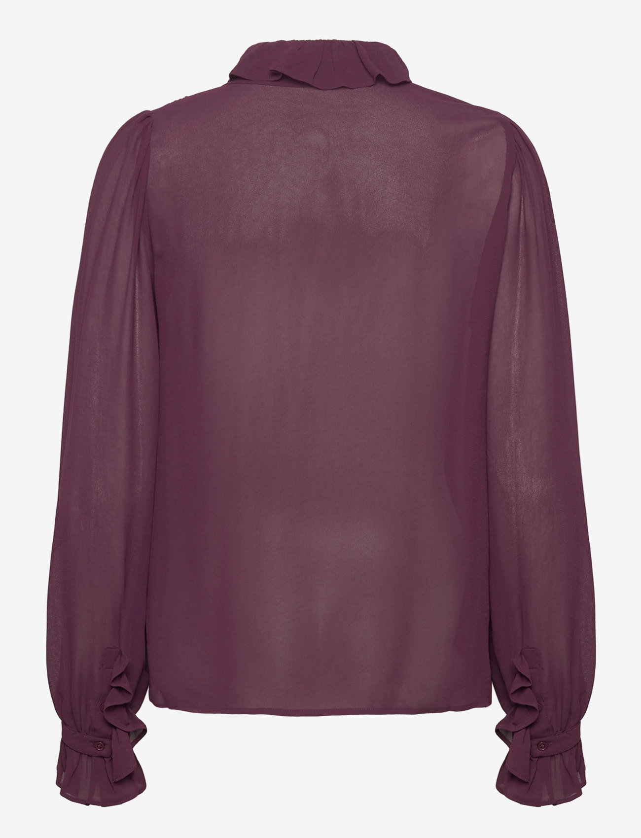 Mango - Ruffled blouse with scarf - långärmade blusar - dark red - 1