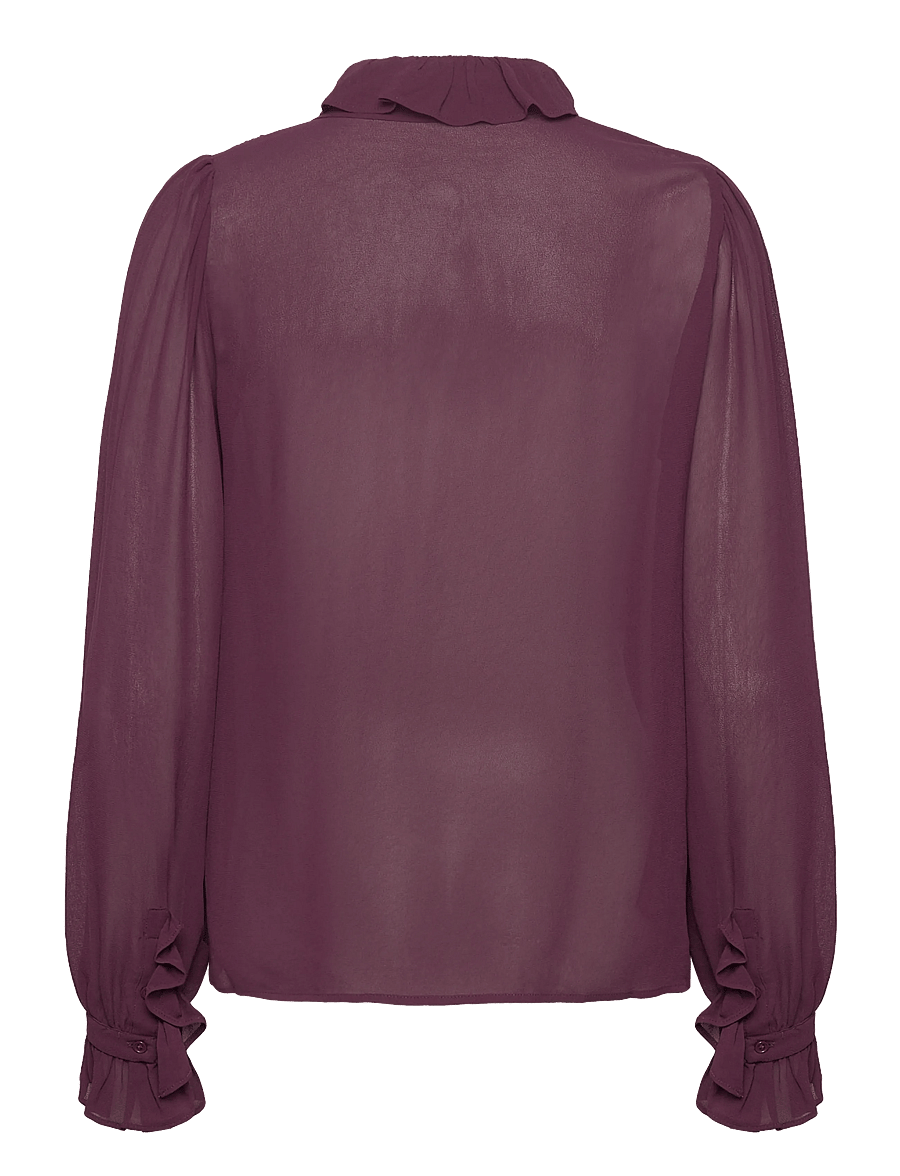 Mango - Ruffled blouse with scarf - langärmelige blusen - dark red - 2
