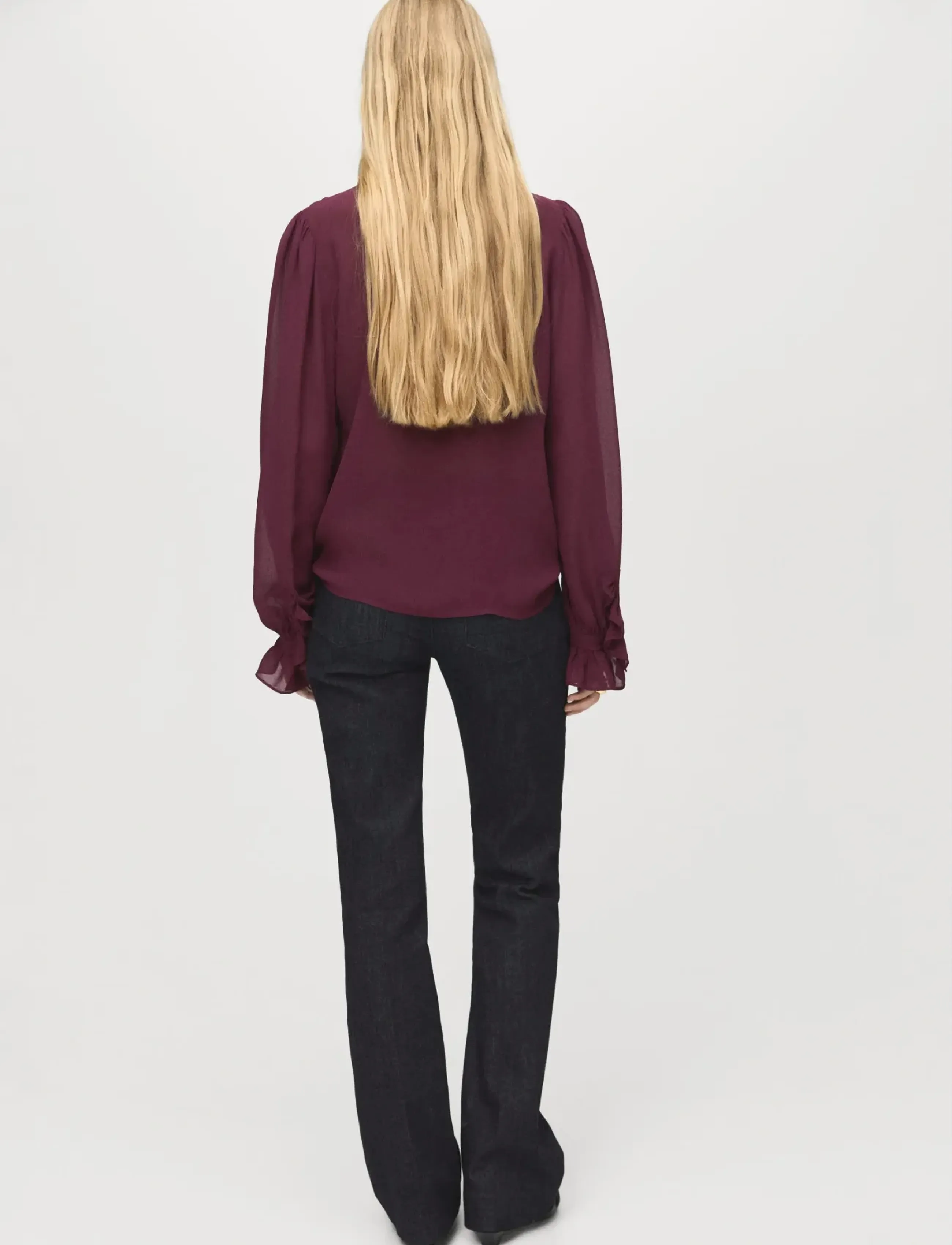 Mango - Ruffled blouse with scarf - pikkade varrukatega pluusid - dark red - 4