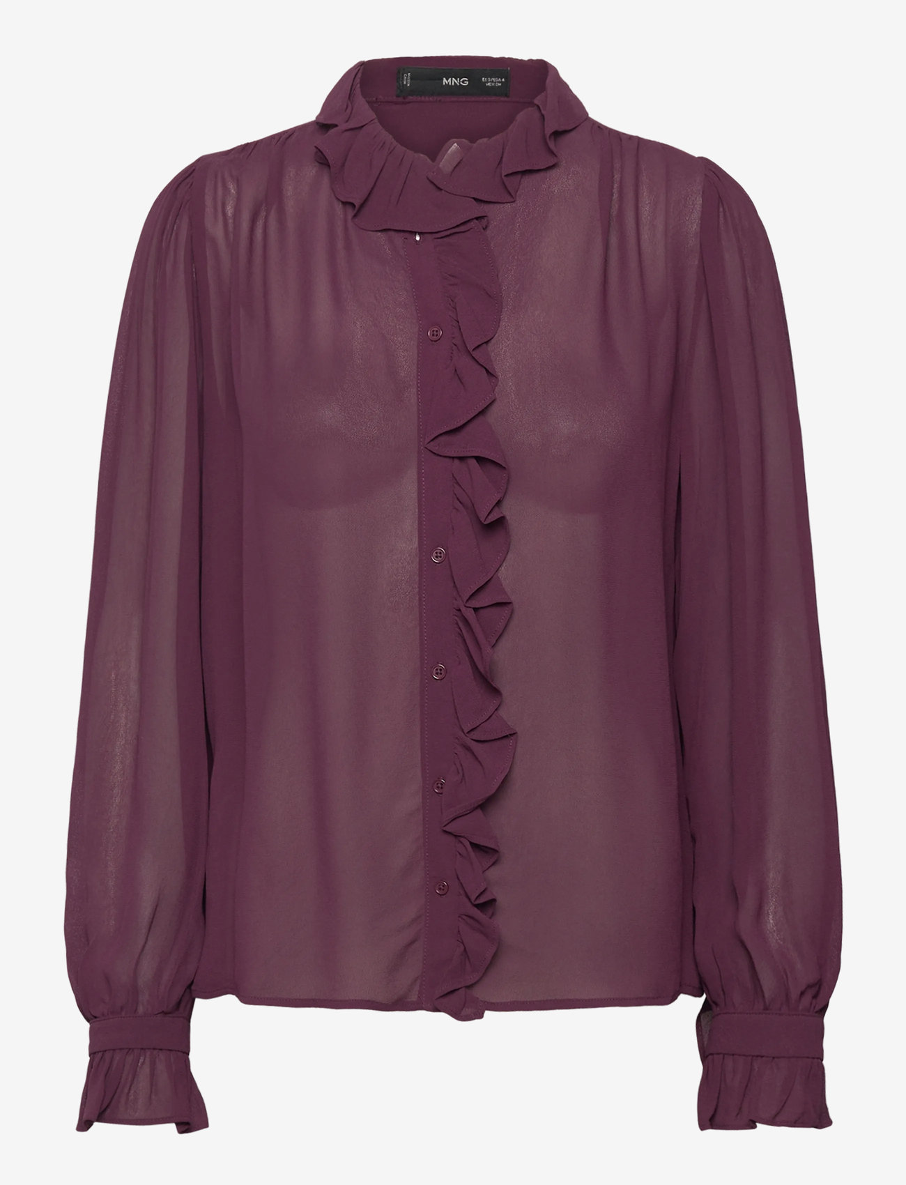 Mango - Ruffled blouse with scarf - långärmade blusar - dark red - 2