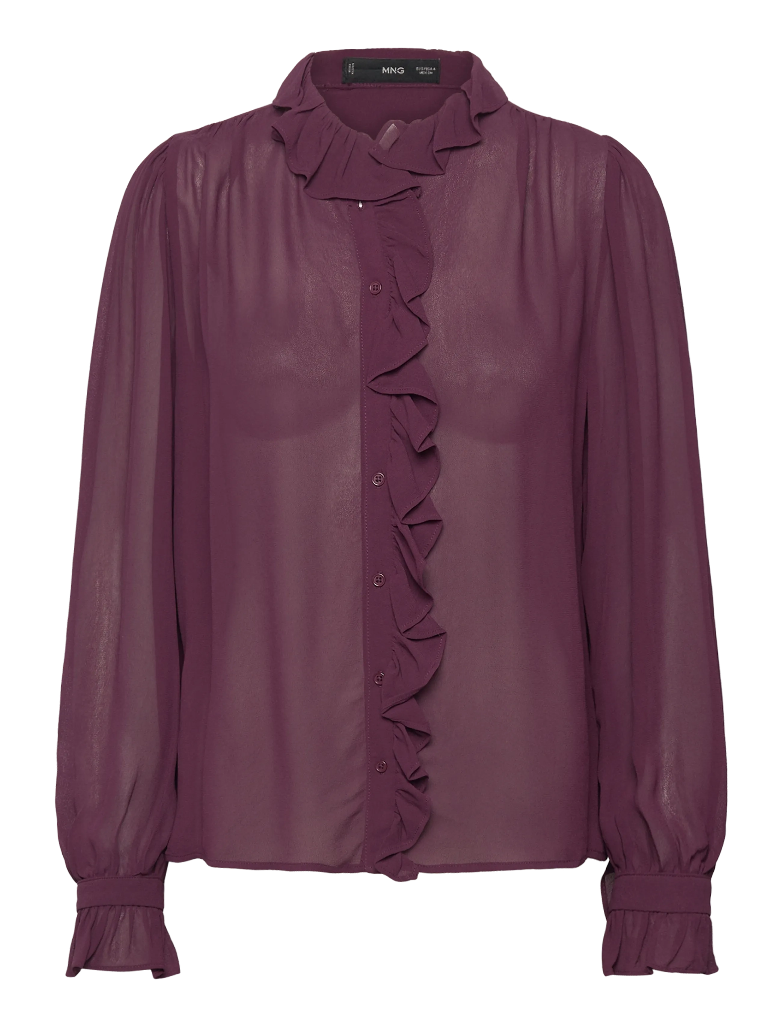 Mango - Ruffled blouse with scarf - pikkade varrukatega pluusid - dark red - 3