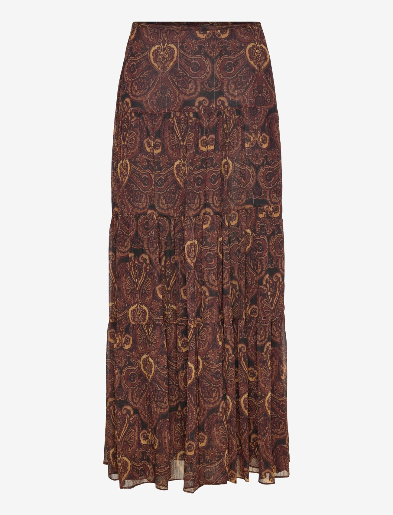 Mango - A-line skirt with paisley print - maxi röcke - brown - 0