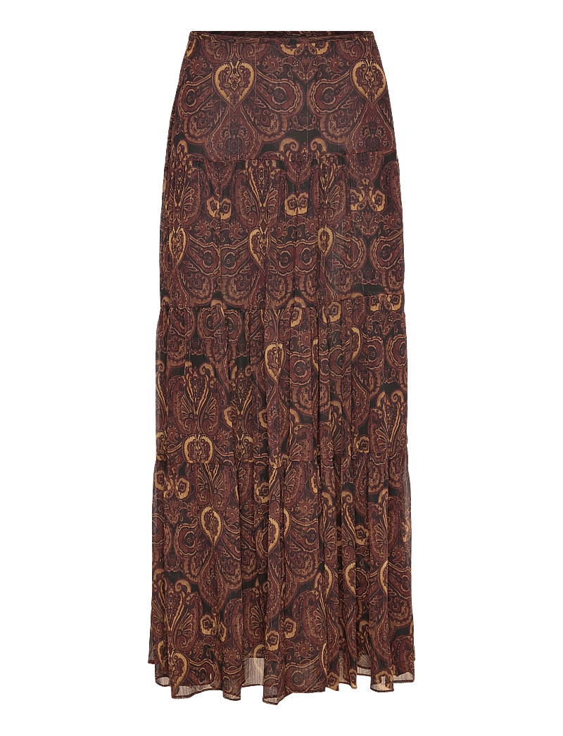 Mango - A-line skirt with paisley print - maxi röcke - brown - 0