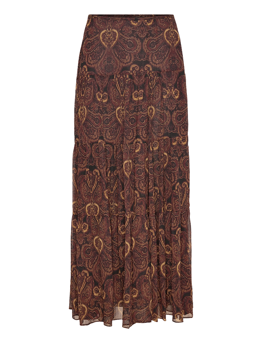 Mango - A-line skirt with paisley print - maxikjolar - brown - 1