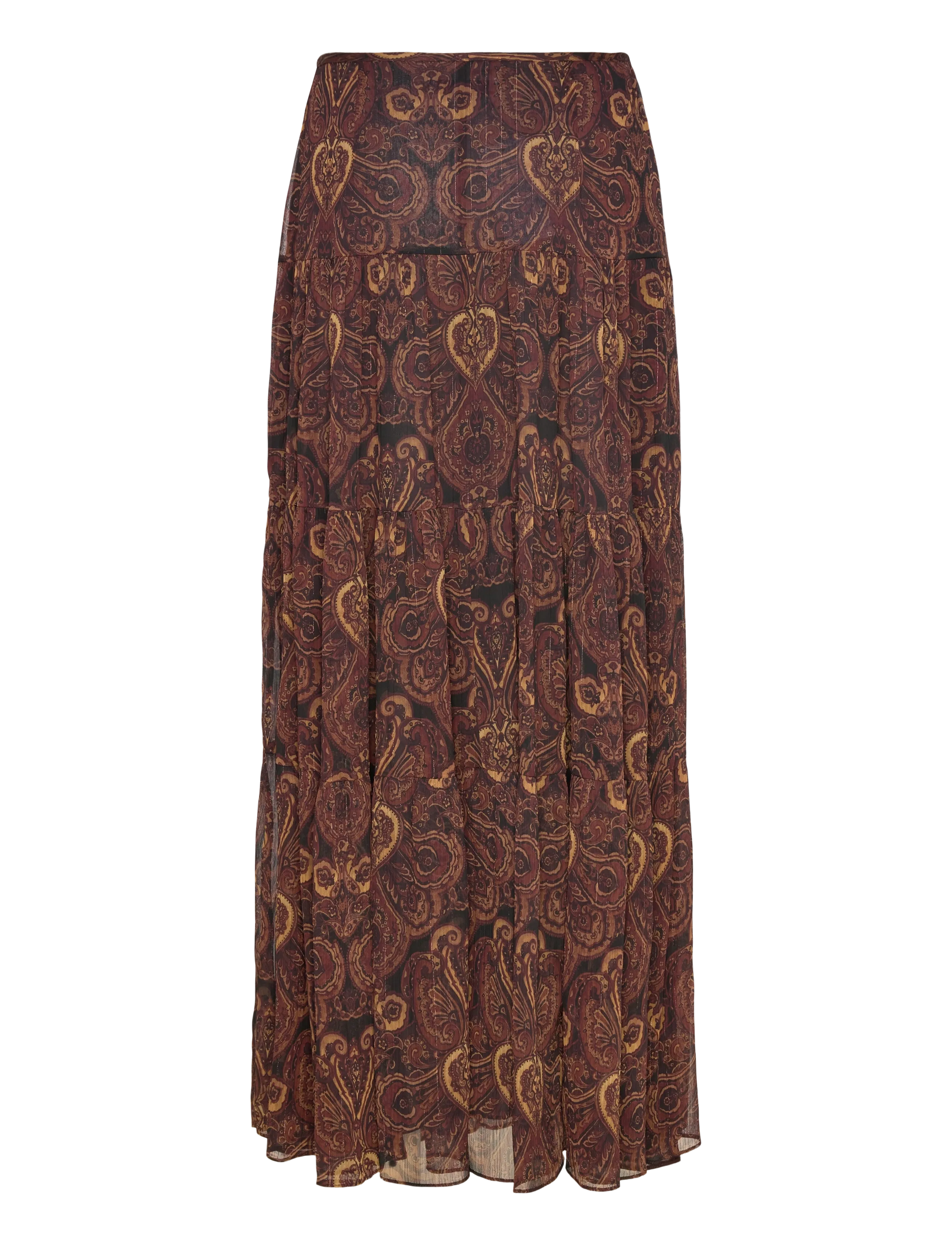 Mango - A-line skirt with paisley print - gari svārki - brown - 2
