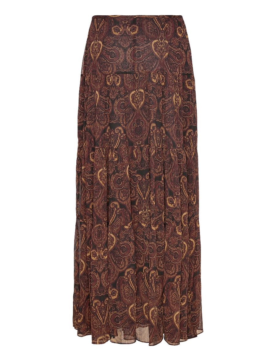 Mango - A-line skirt with paisley print - maxikjolar - brown - 2
