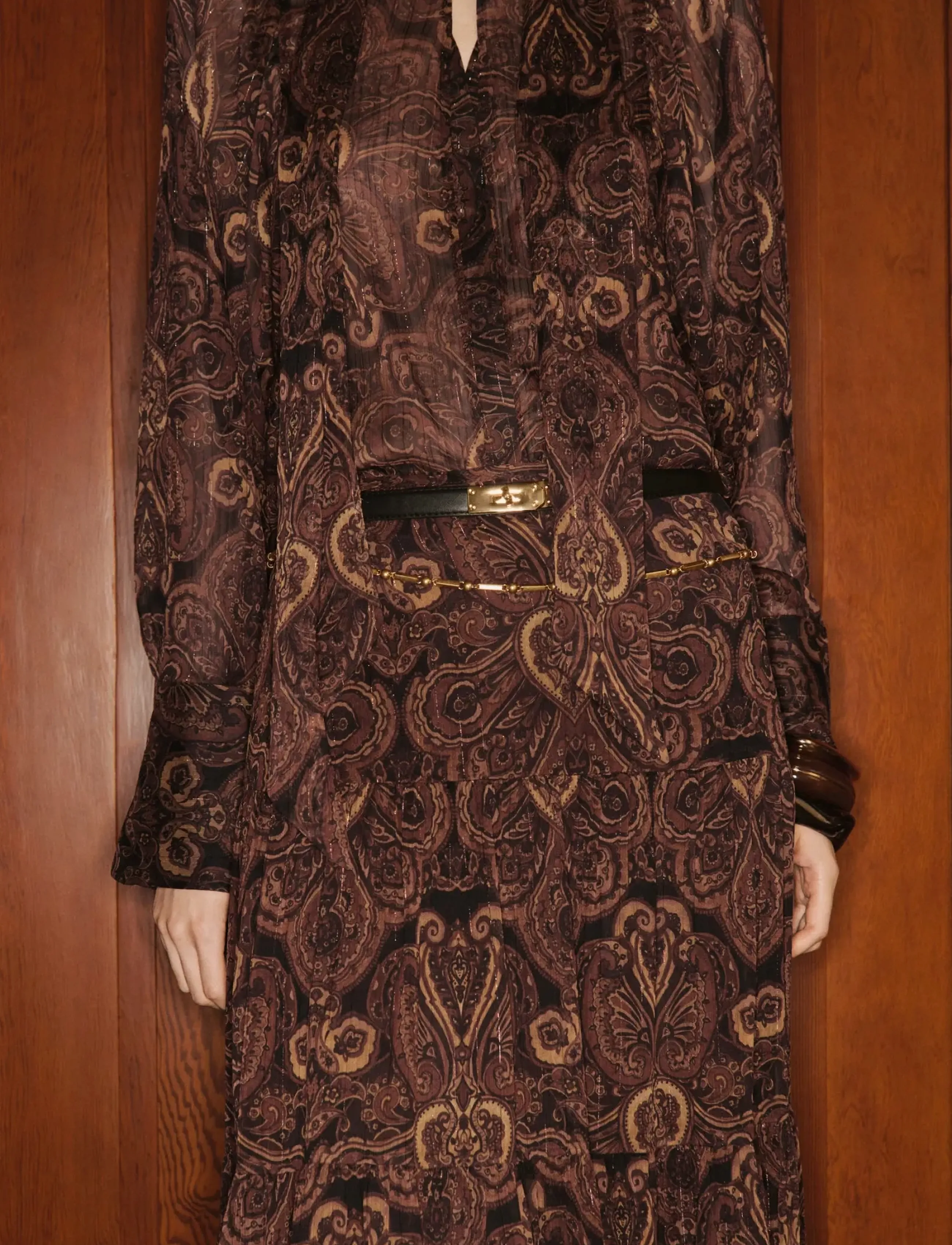 Mango A-line skirt with paisley print - Röcke - BROWN / brown