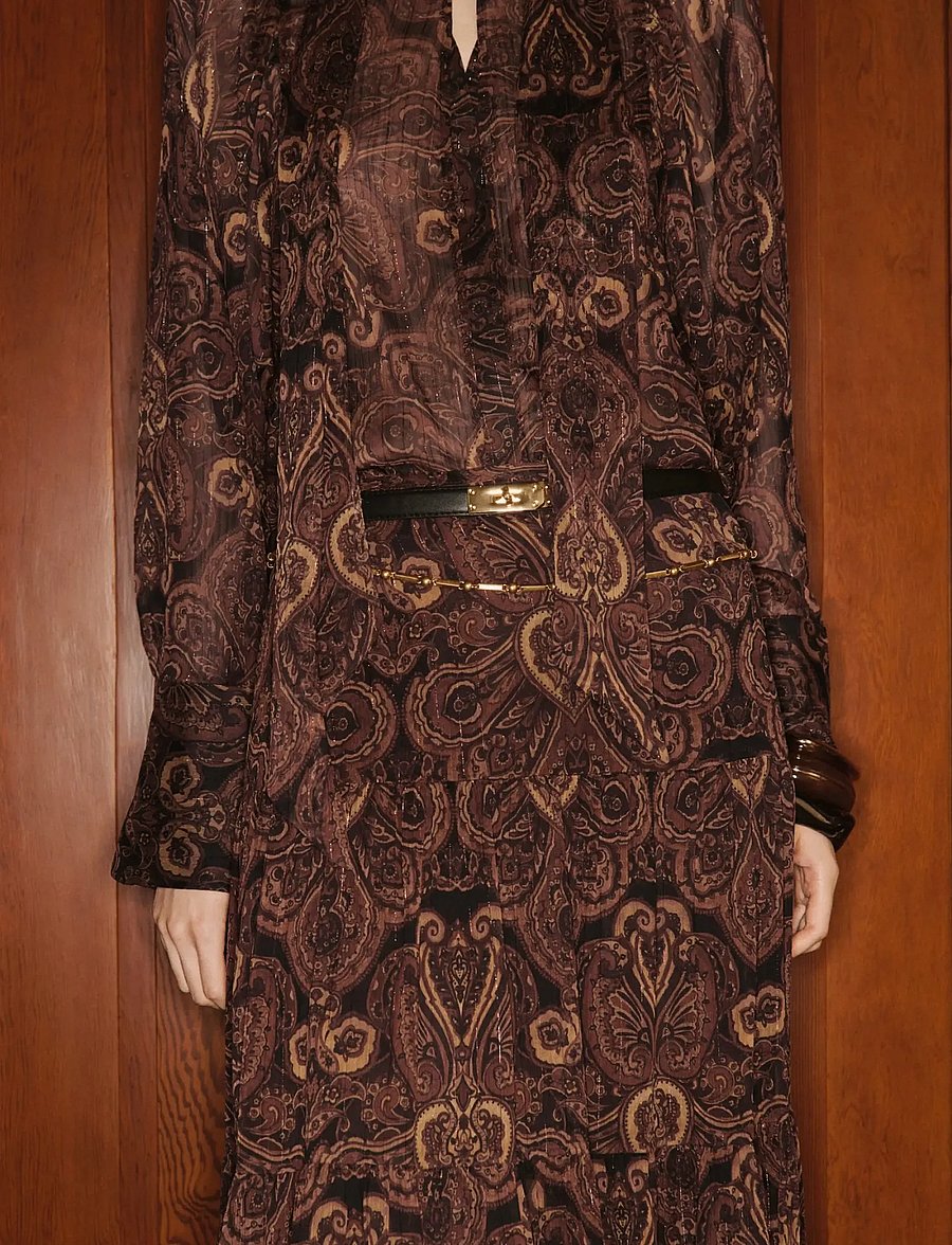 Mango - A-line skirt with paisley print - maxikjolar - brown - 0