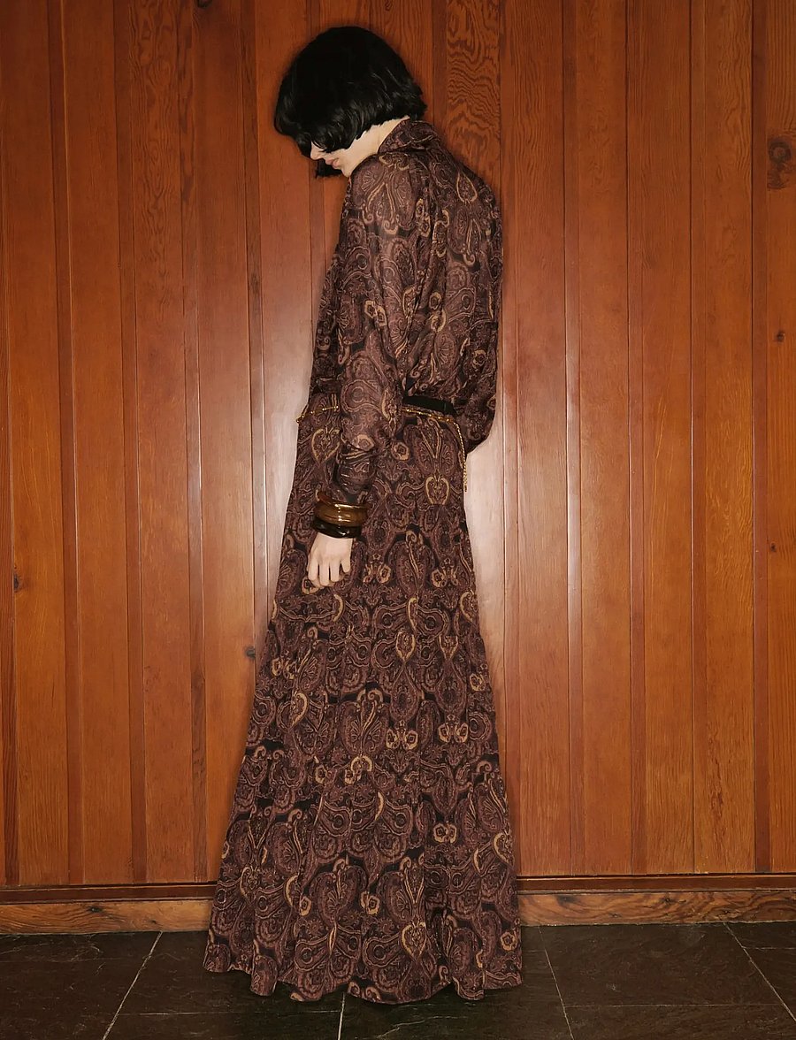 Mango - A-line skirt with paisley print - maxikjolar - brown - 3