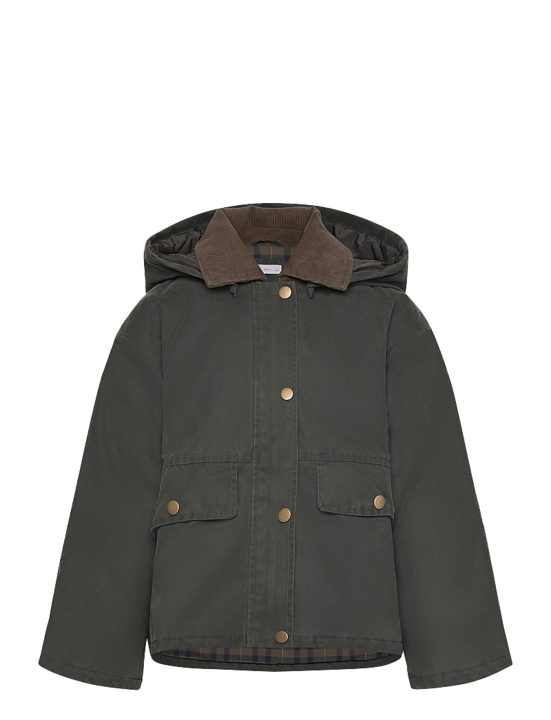 Mango - Waxed-effect jacket with hood - anoraks - beige - khaki - 1