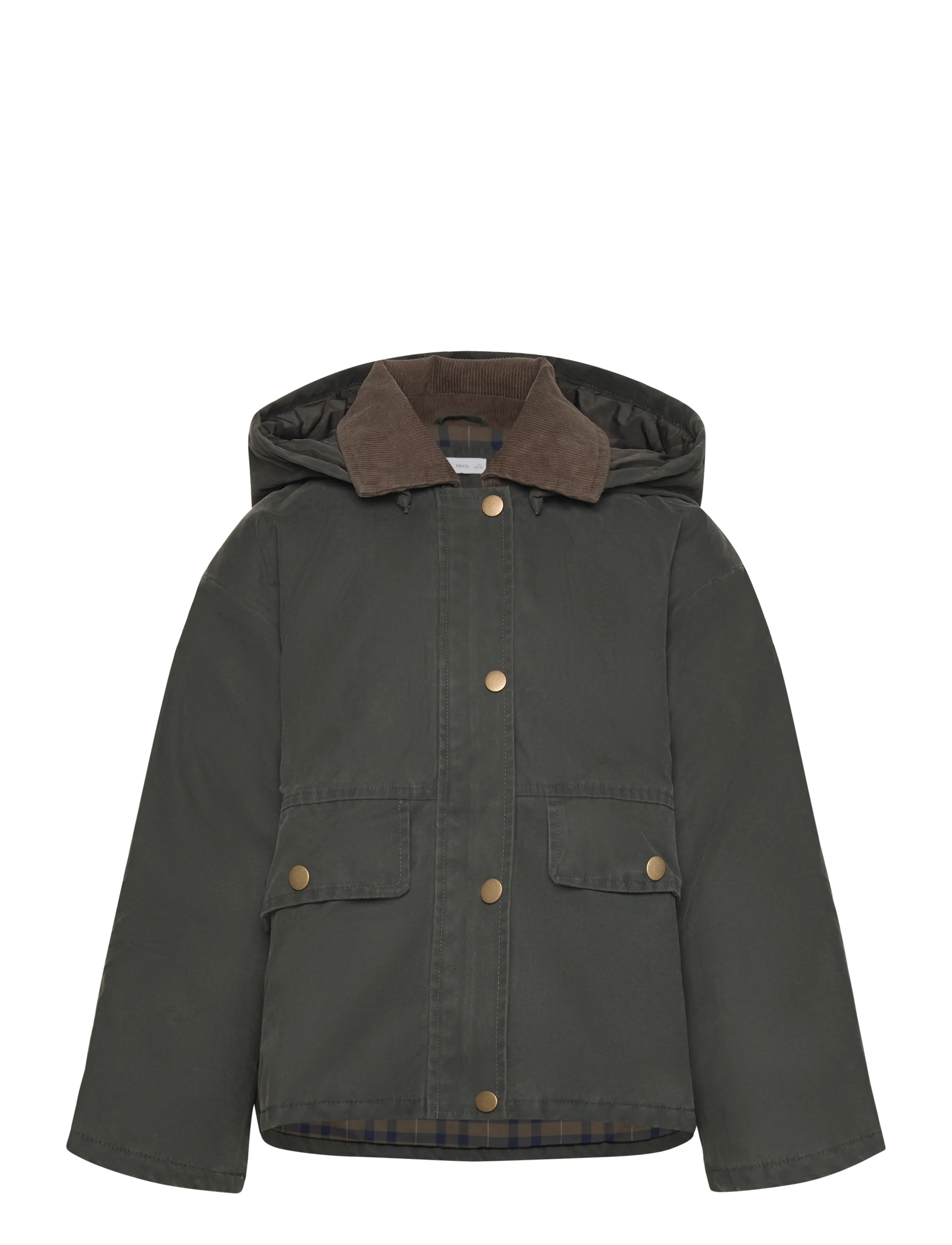 Mango Waxed-effect jacket with hood - Anorakker - BEIGE - KHAKI / khaki/green