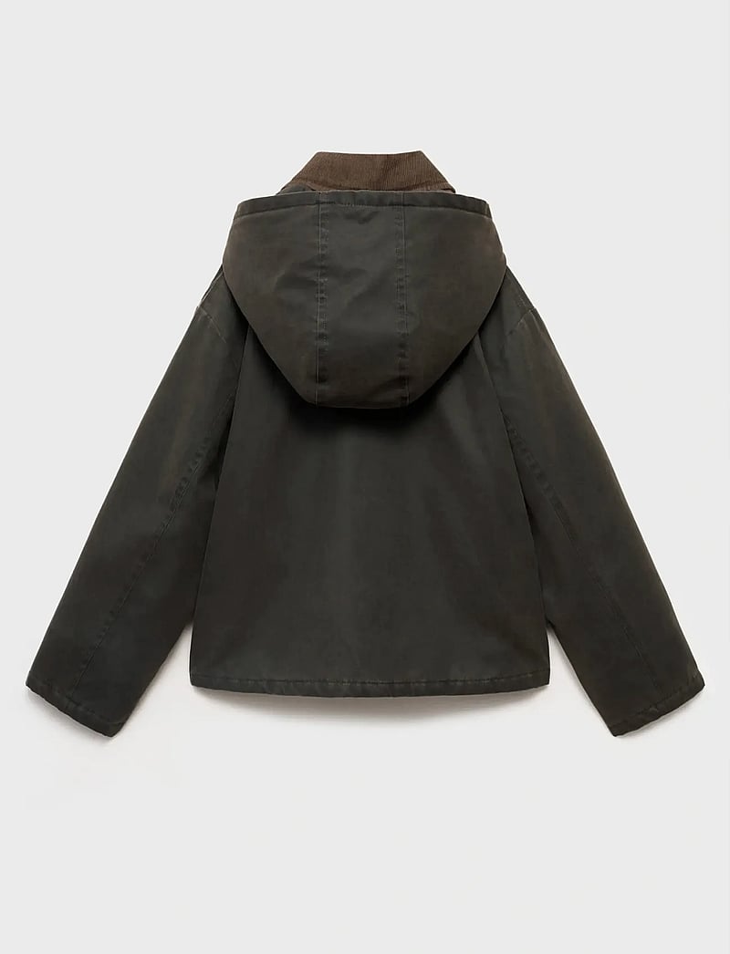 Mango - Waxed-effect jacket with hood - anoraks - beige - khaki - 3