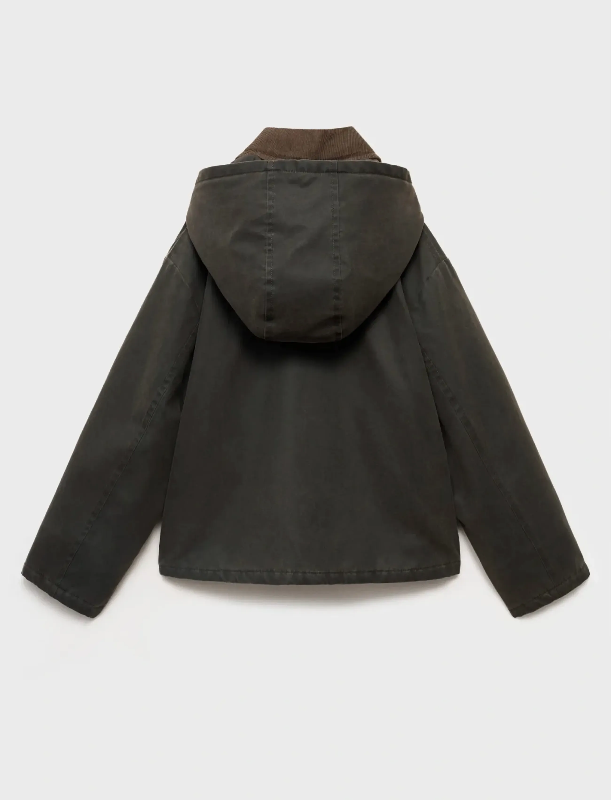 Mango - Waxed-effect jacket with hood - outerwear - beige - khaki - 3