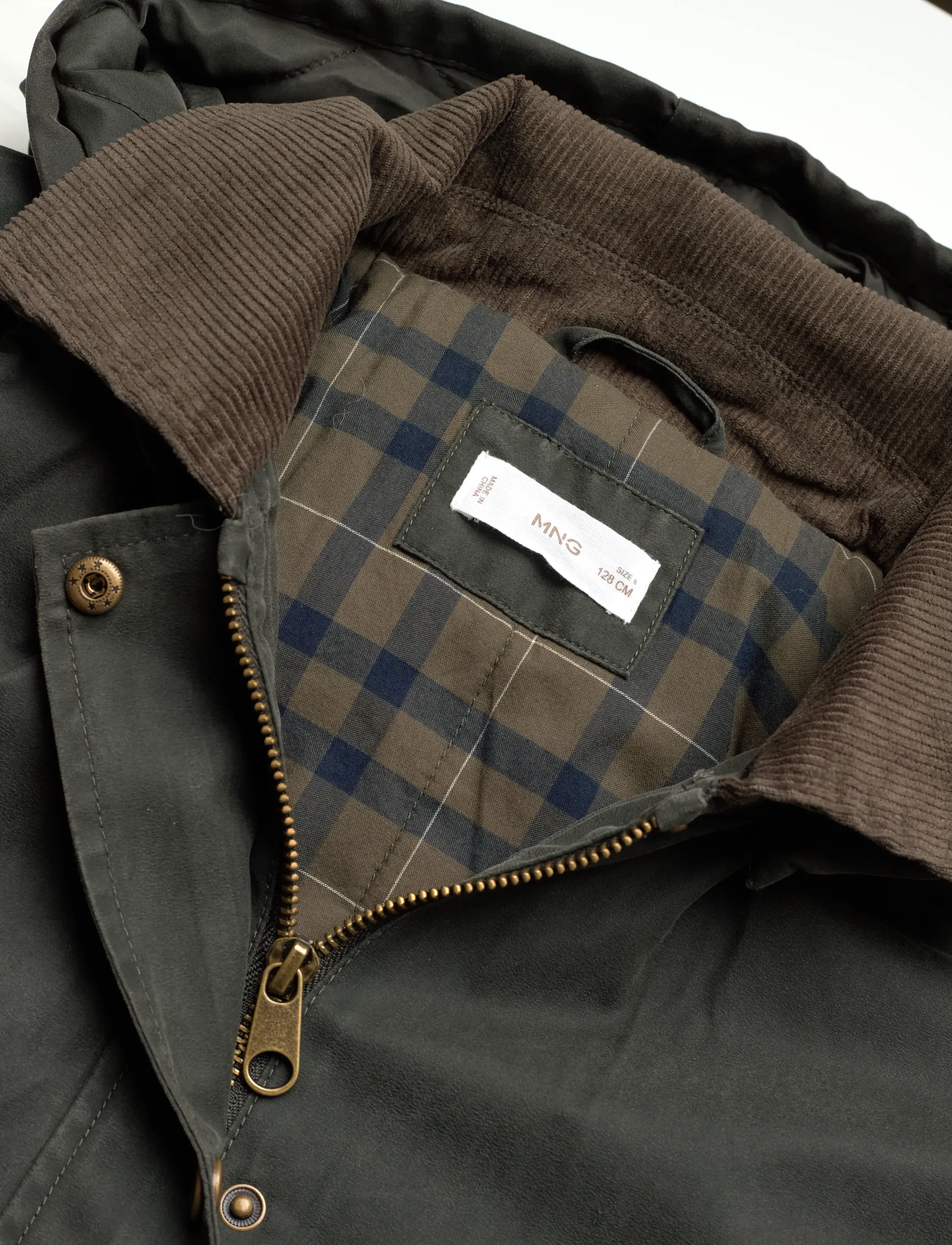 Mango - Waxed-effect jacket with hood - outerwear - beige - khaki - 4