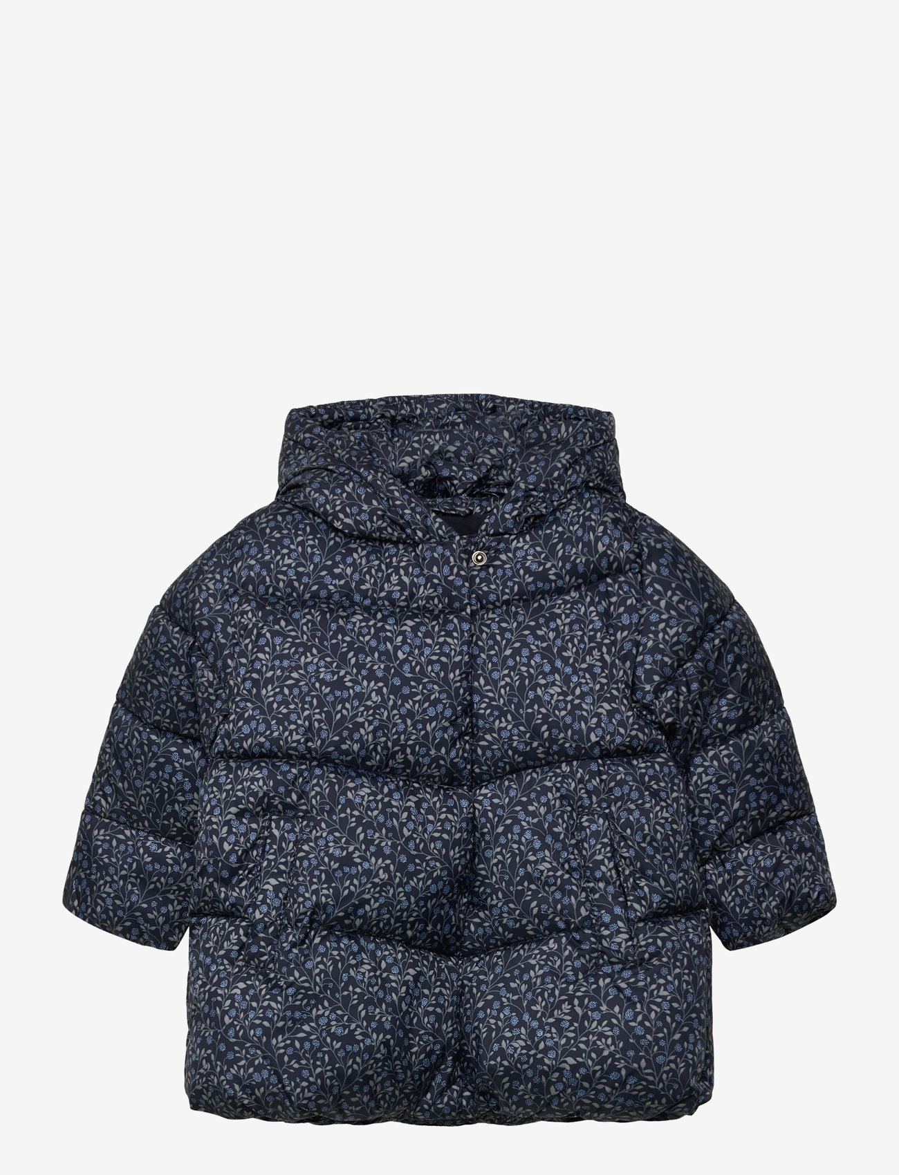 Mango - Long padded floral anorak - jacken & mäntel - navy - 0