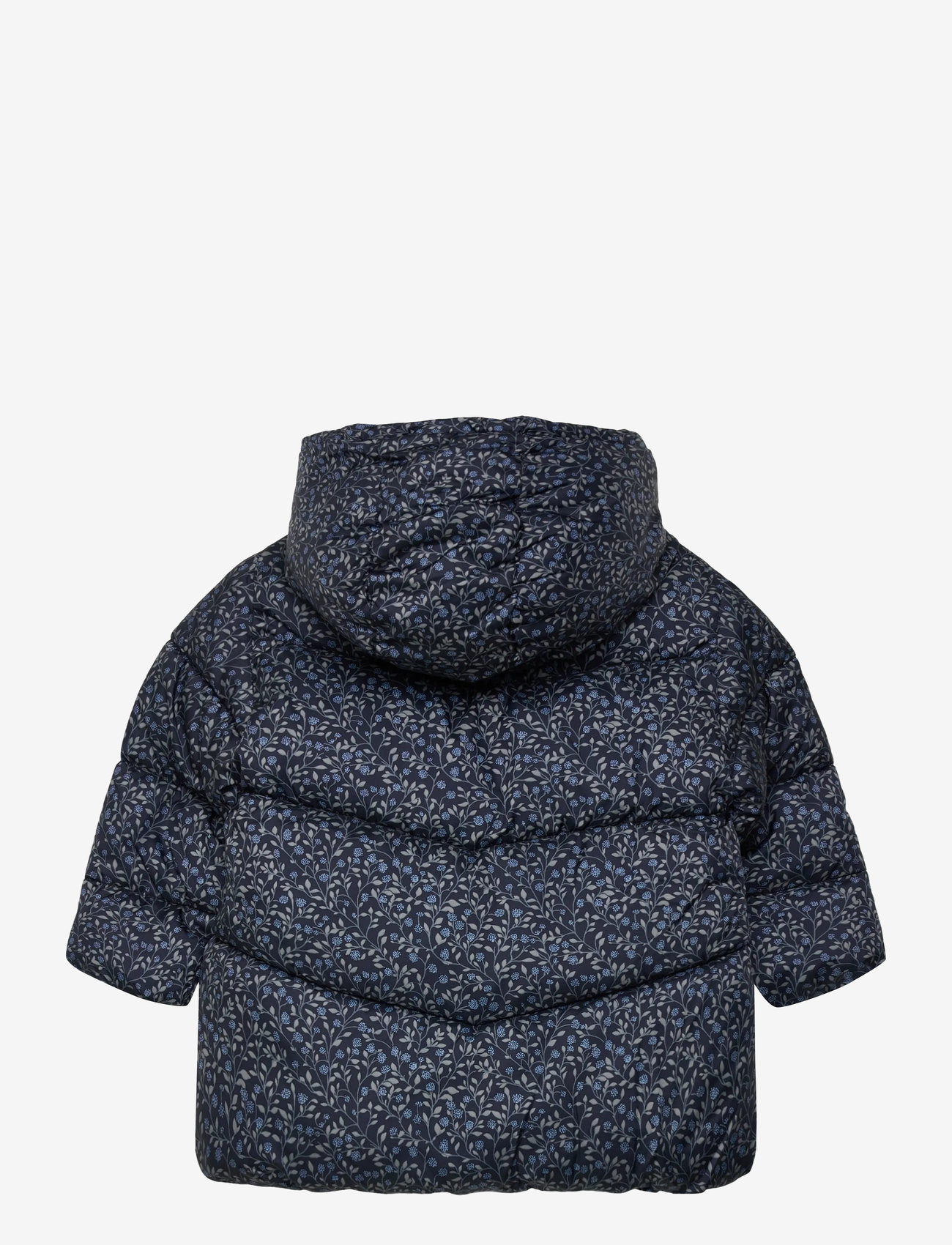Mango - Long padded floral anorak - jacken & mäntel - navy - 1