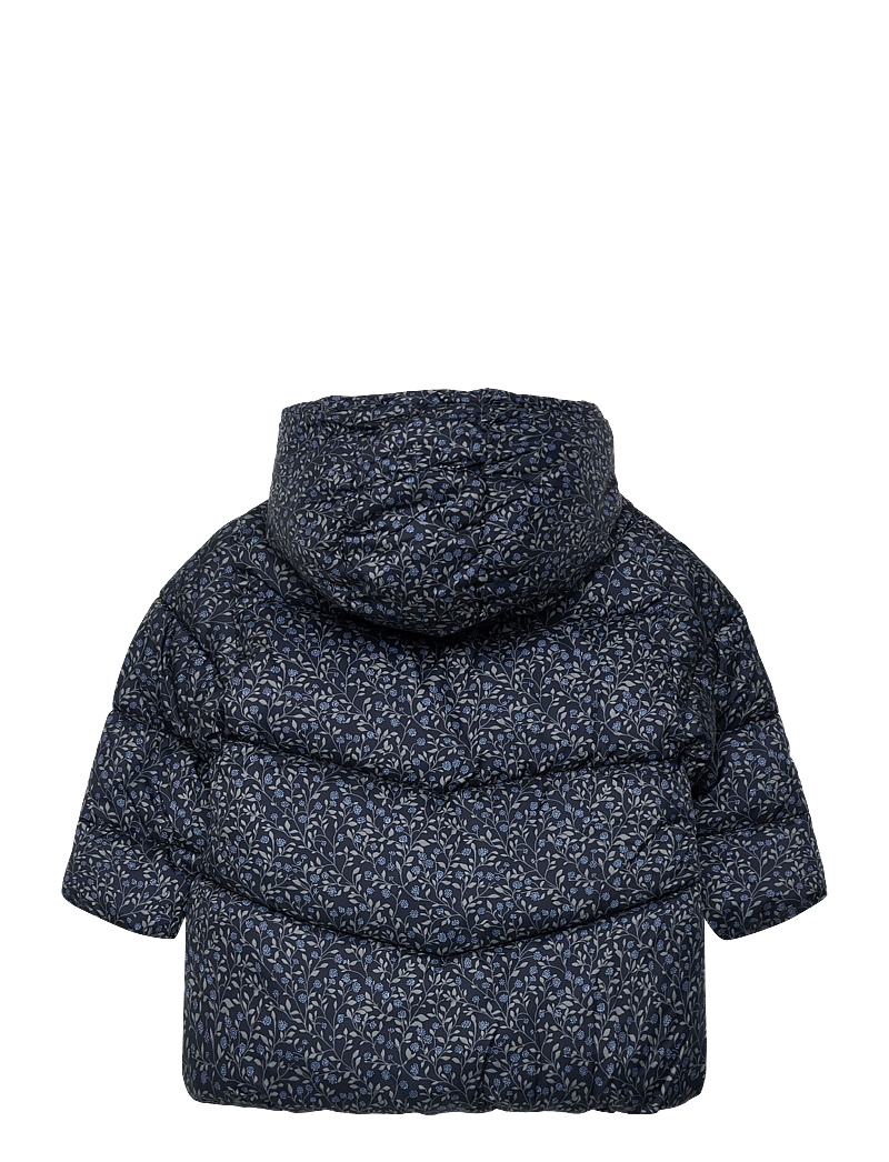 Mango - Long padded floral anorak - vinterjackor - navy - 1