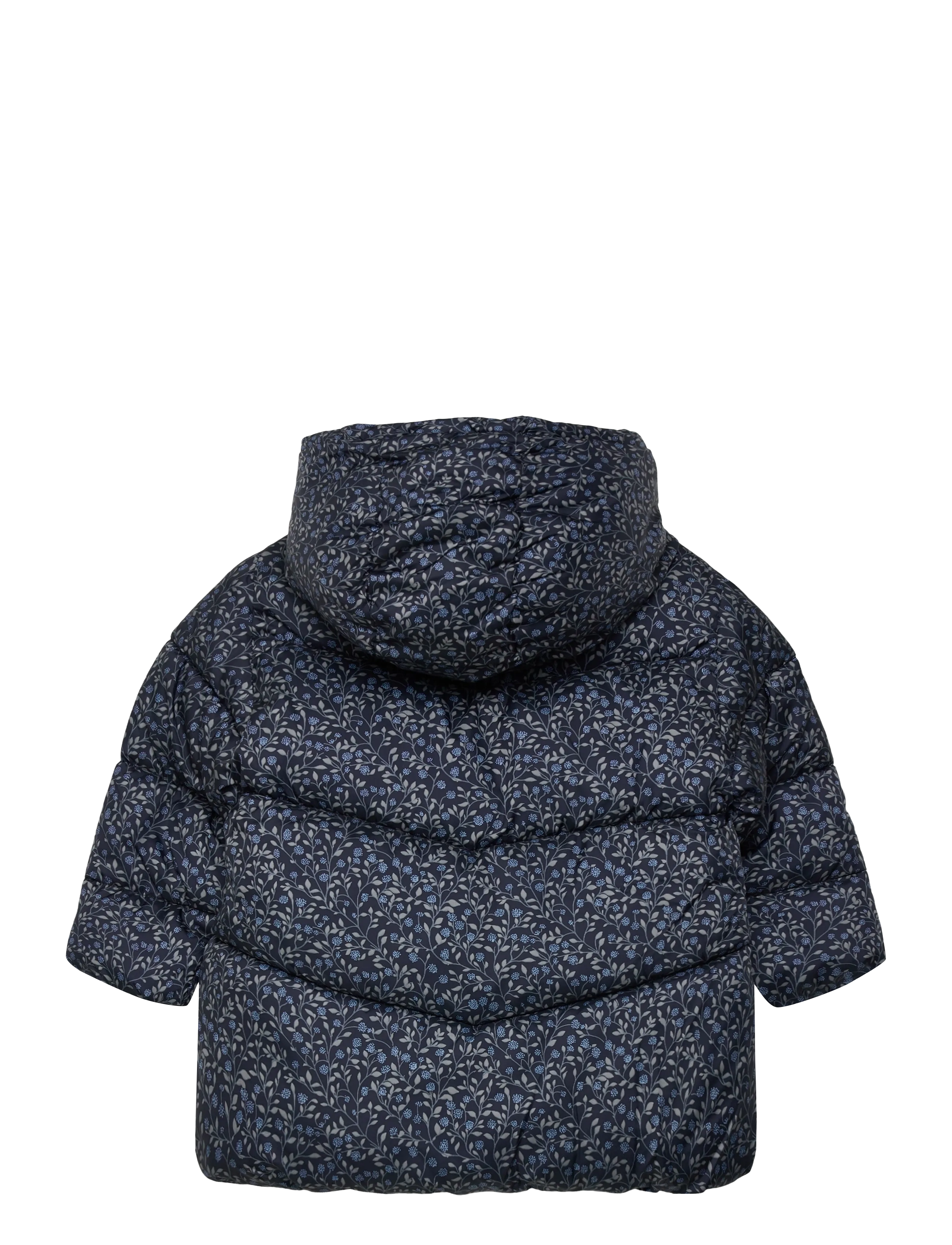 Mango - Long padded floral anorak - outerwear - navy - 1