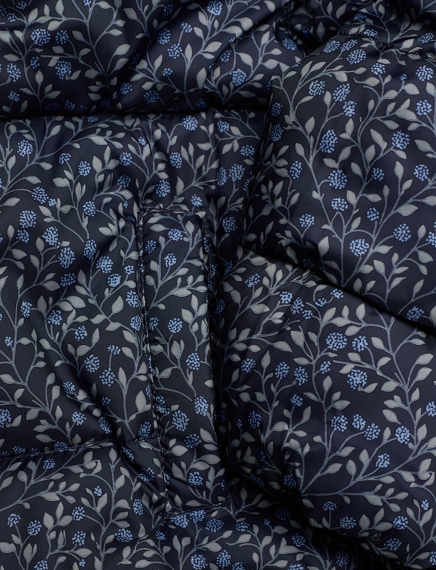Mango - Long padded floral anorak - vinterjackor - navy - 3