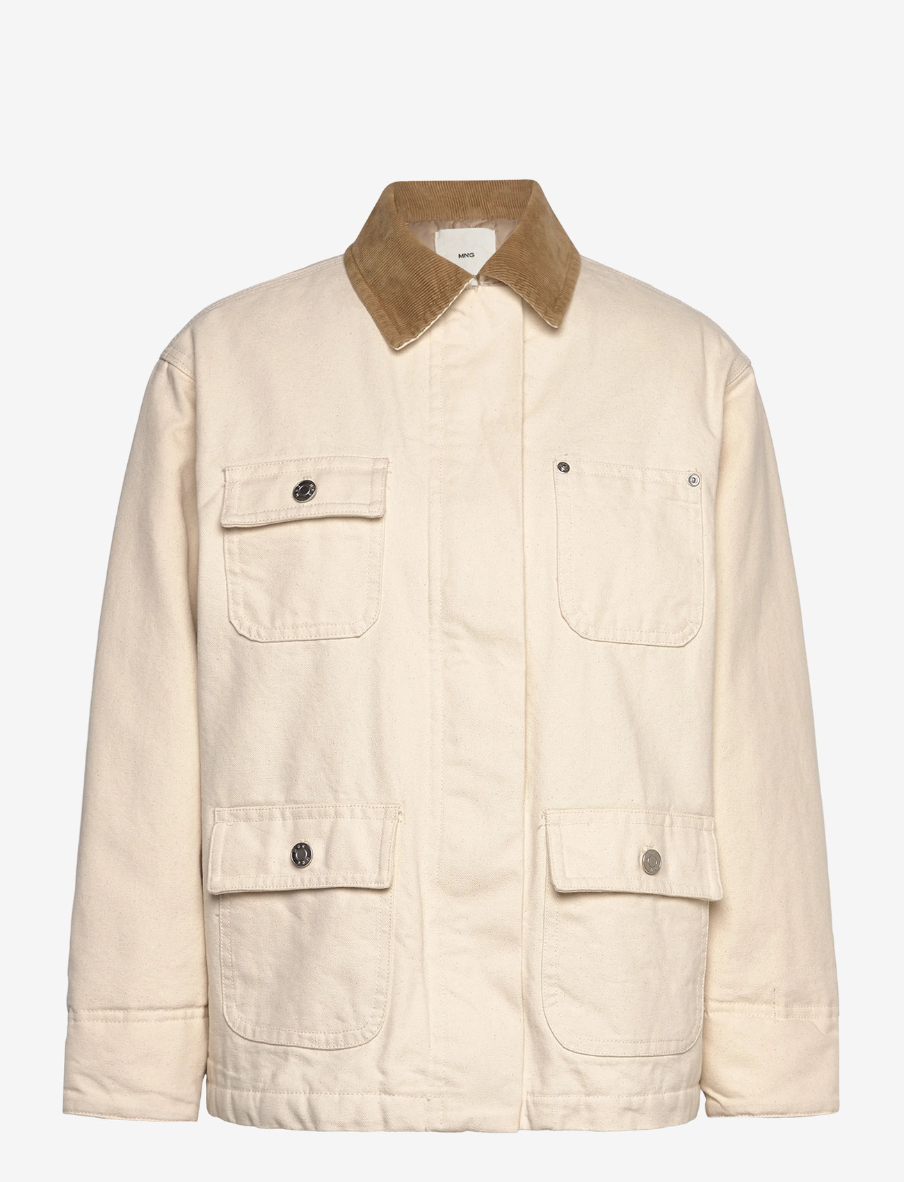 Mango - Denim parka with corduroy collar - parkas - light beige - 0