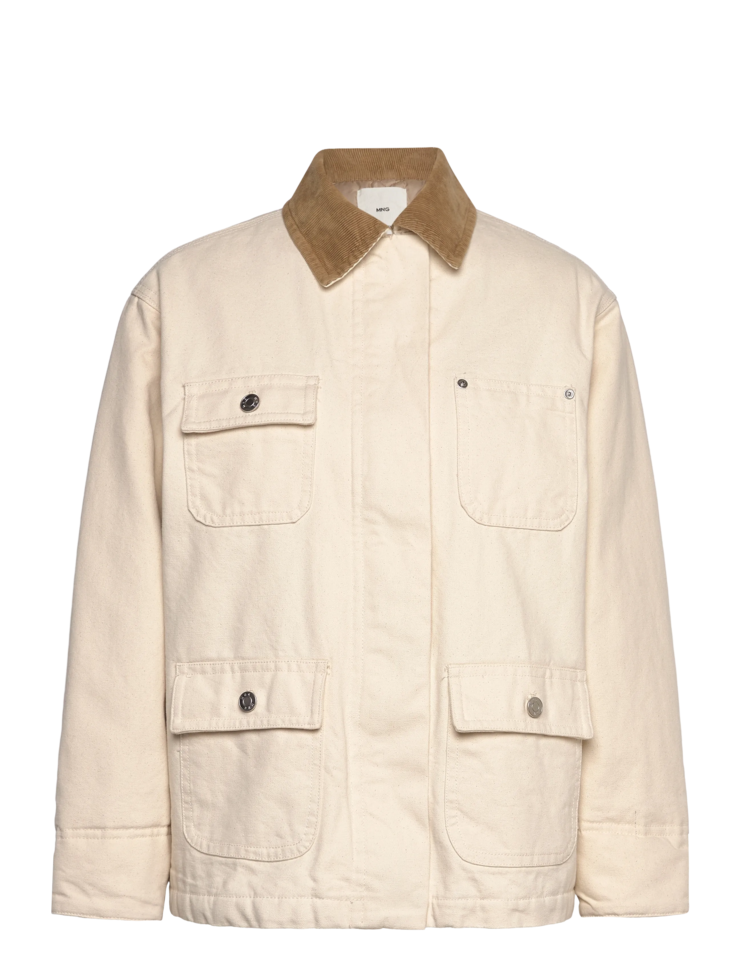 Denim parka with corduroy collar - LIGHT BEIGE