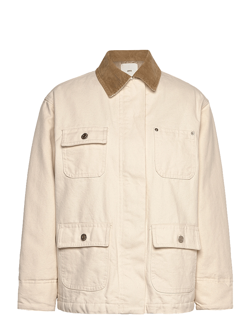 Mango - Denim parka with corduroy collar - parkas - light beige - 1