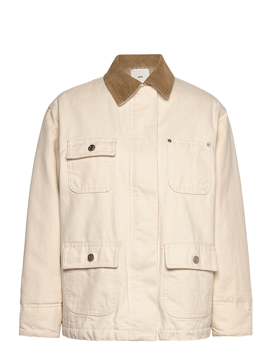 Mango - Denim parka with corduroy collar - parkas - light beige - 1