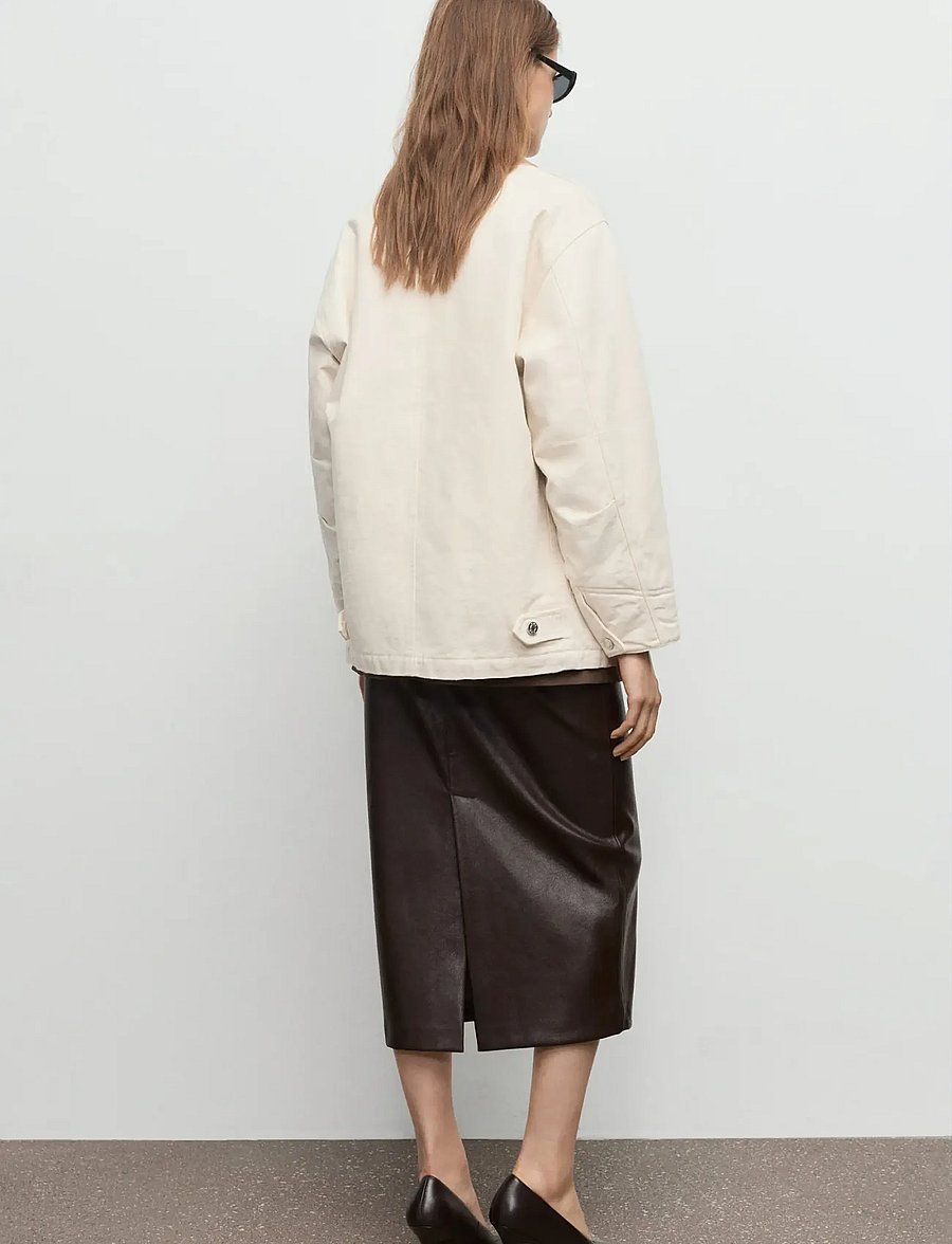 Mango - Denim parka with corduroy collar - parkas - light beige - 3