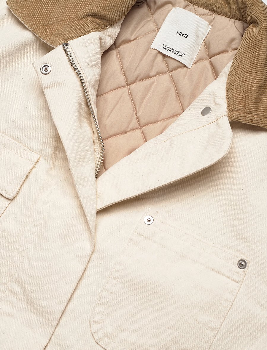 Mango - Denim parka with corduroy collar - parkas - light beige - 4