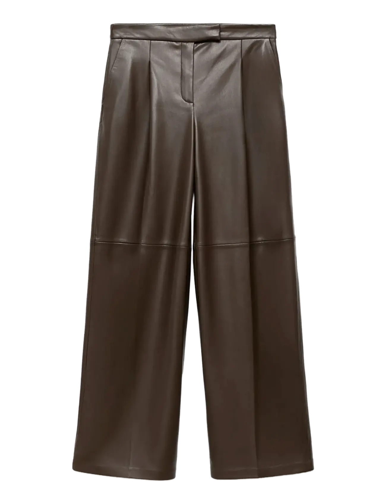 MANGO Wide Bein Faux-Leder Hosen Braun - 40 - Damen