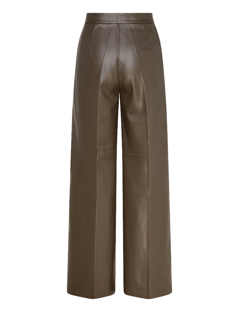 Mango - Wide leg faux-leather trousers - bukser med brede ben - beige - khaki - 2