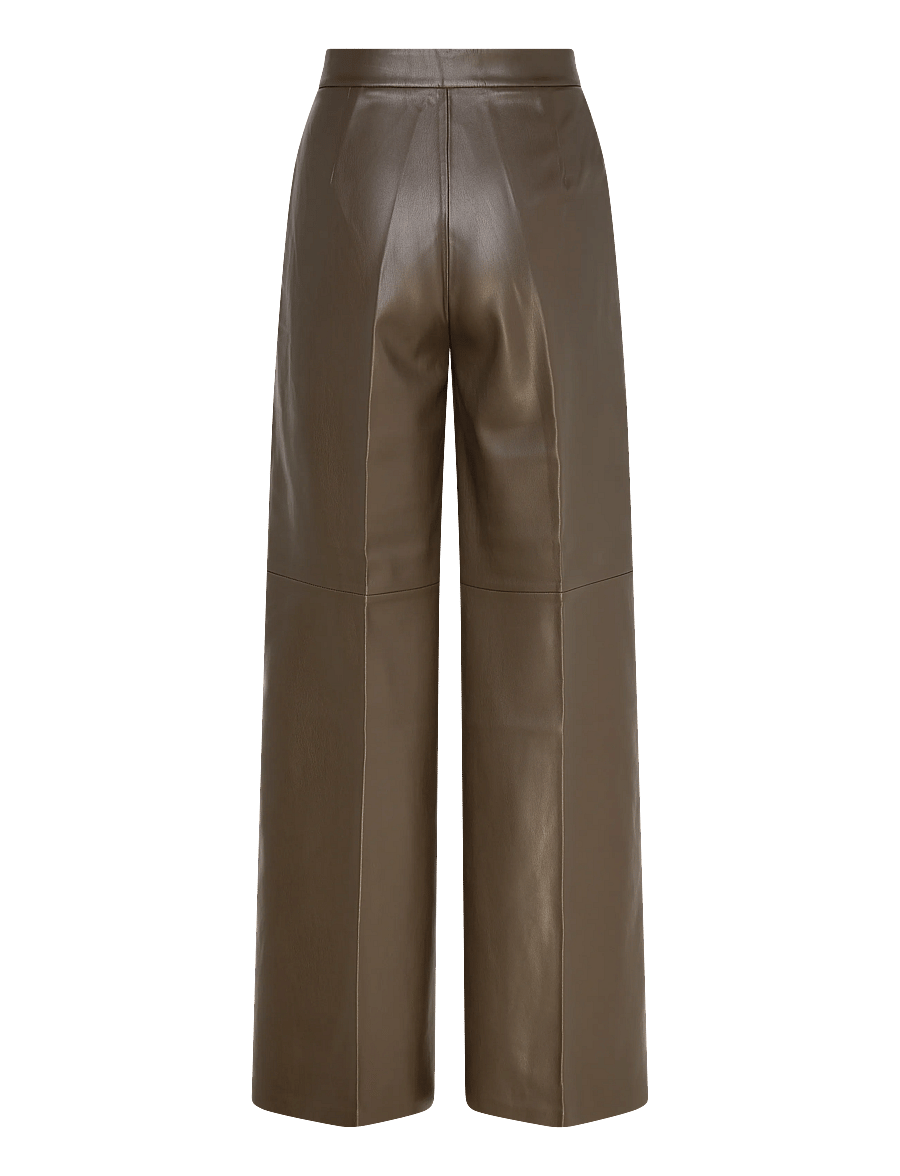 Mango - Wide leg faux-leather trousers - vida byxor - beige - khaki - 2