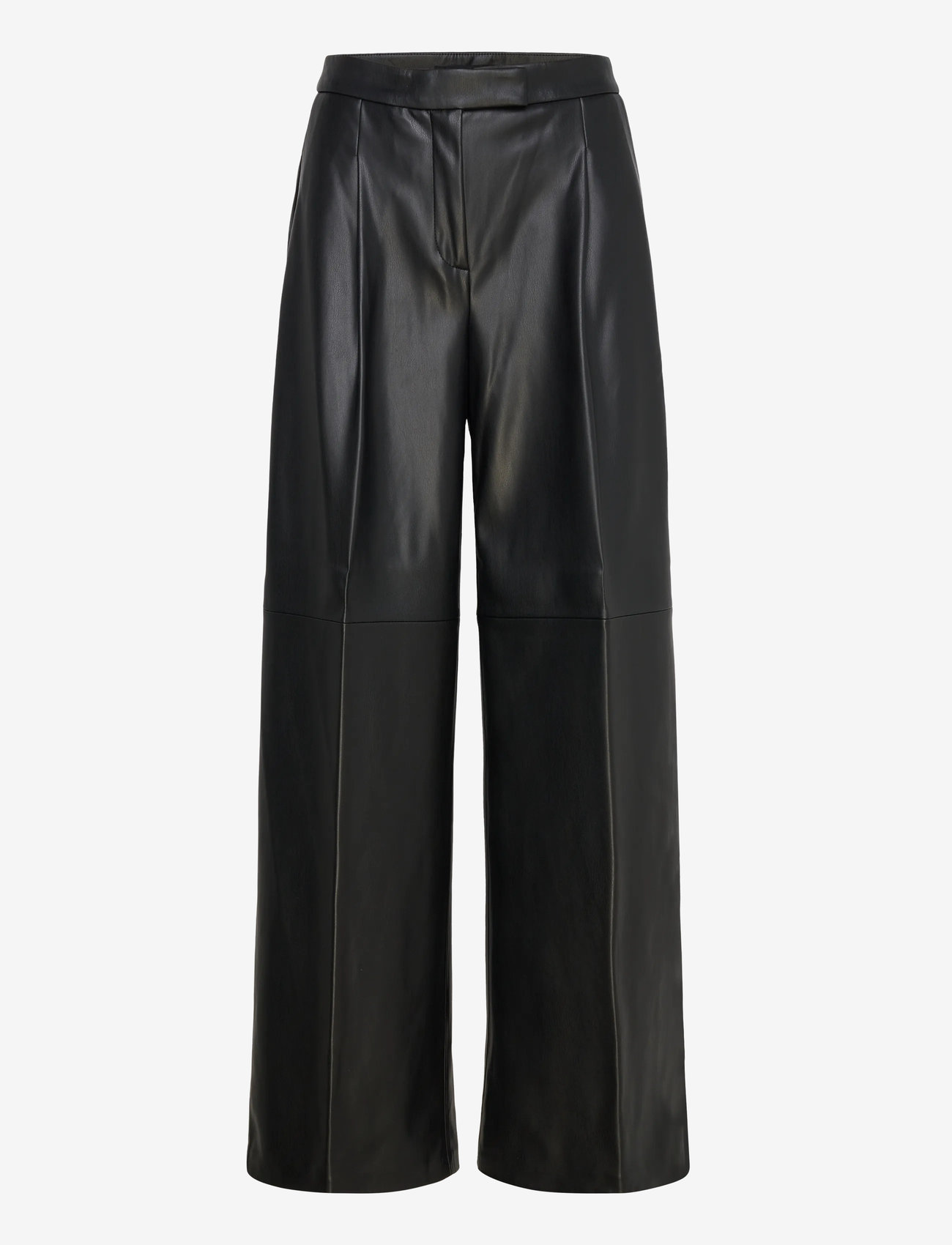 Mango - Wide leg faux-leather trousers - wide leg trousers - black - 1