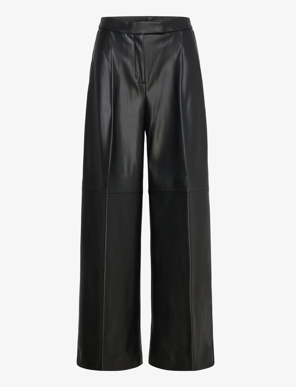 Mango - Wide-leg faux-leather trousers - hosen mit weitem bein - black - 0