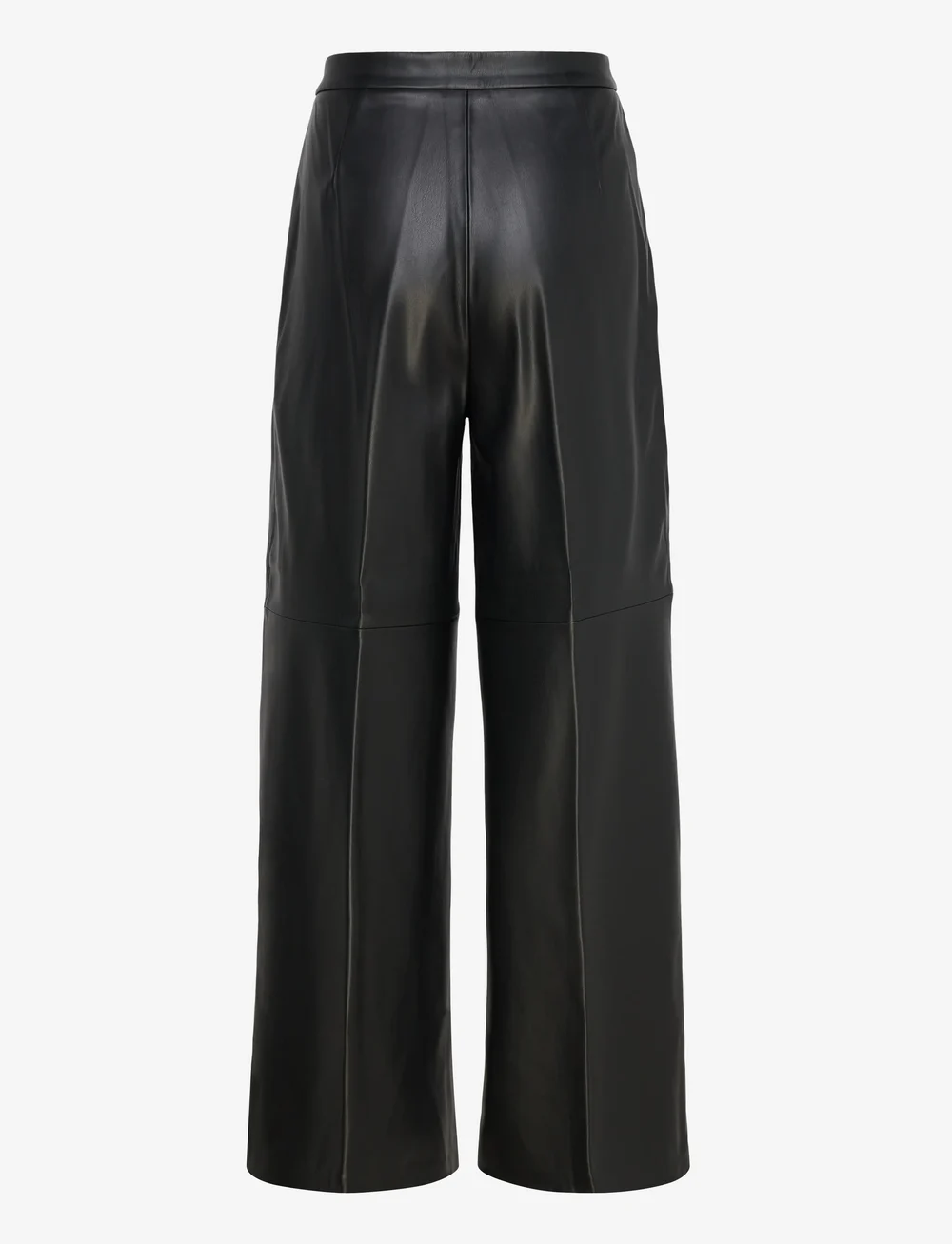 Mango - Wide-leg faux-leather trousers - hosen mit weitem bein - black - 1