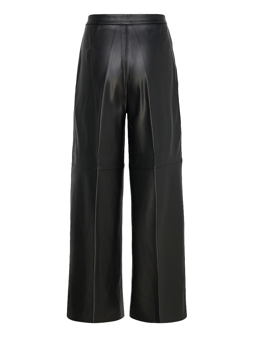 Mango - Wide leg faux-leather trousers - bukser med brede ben - black - 2