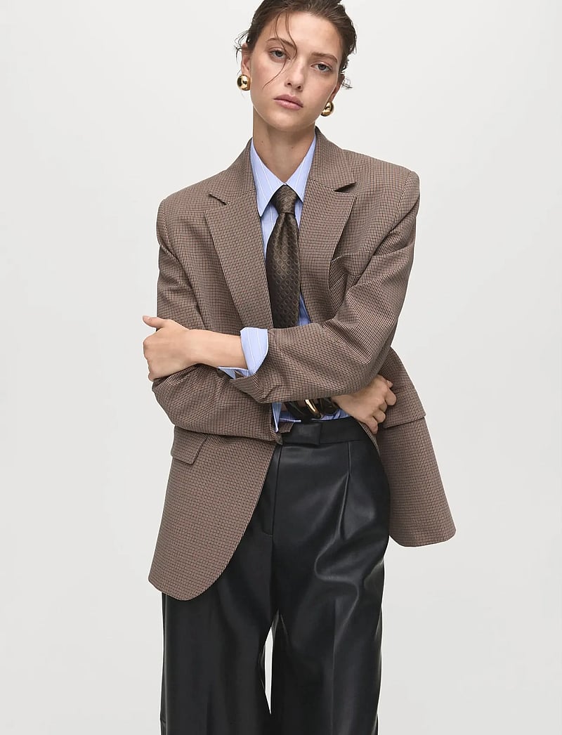 Mango - Wide leg faux-leather trousers - wide leg trousers - black - 0