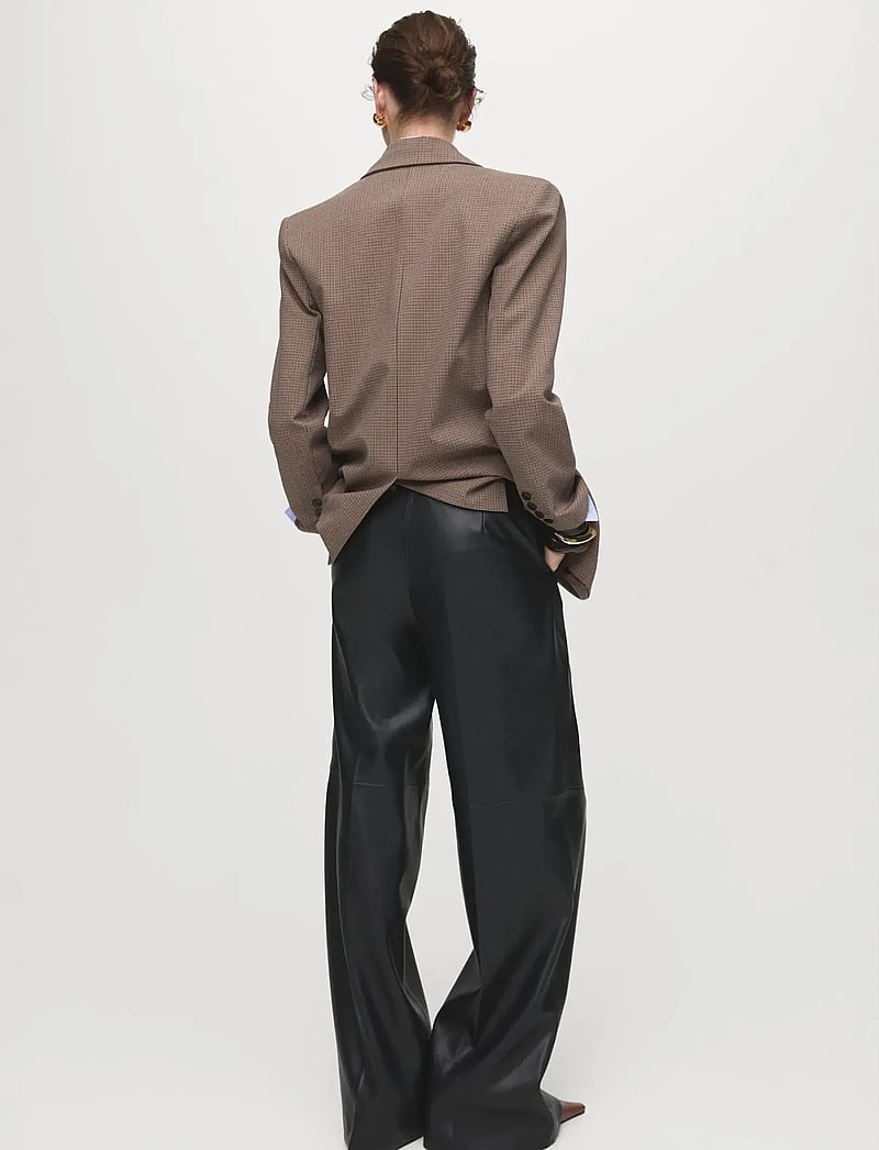 Mango - Wide leg faux-leather trousers - wide leg trousers - black - 3