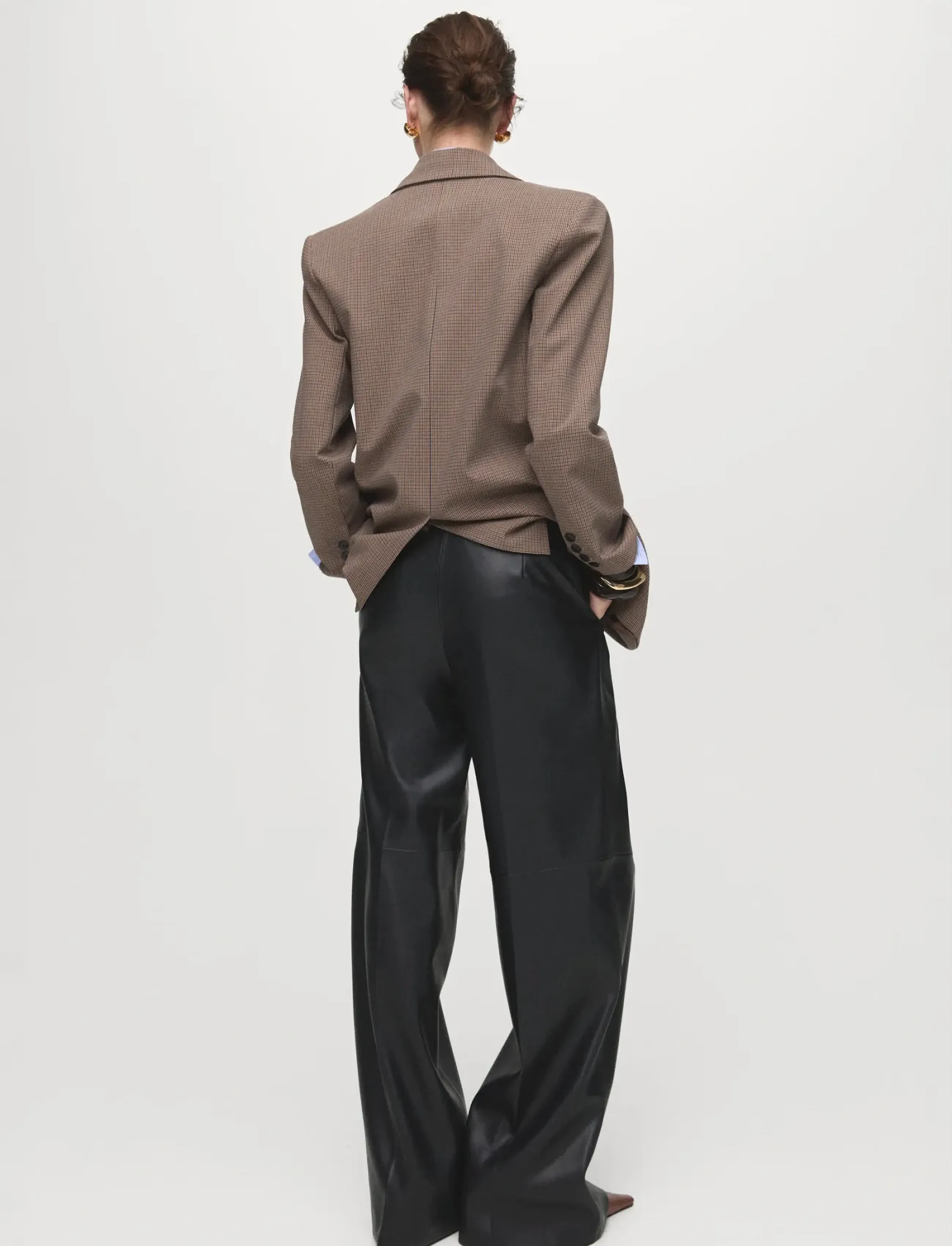 Mango - Wide leg faux-leather trousers - bukser med brede ben - black - 3