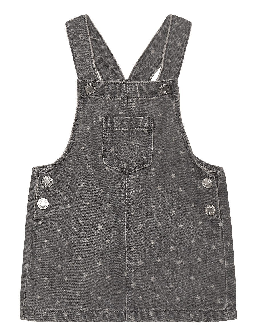 Mango - Denim pinafore with stars - hängselklänningar - open grey - 0
